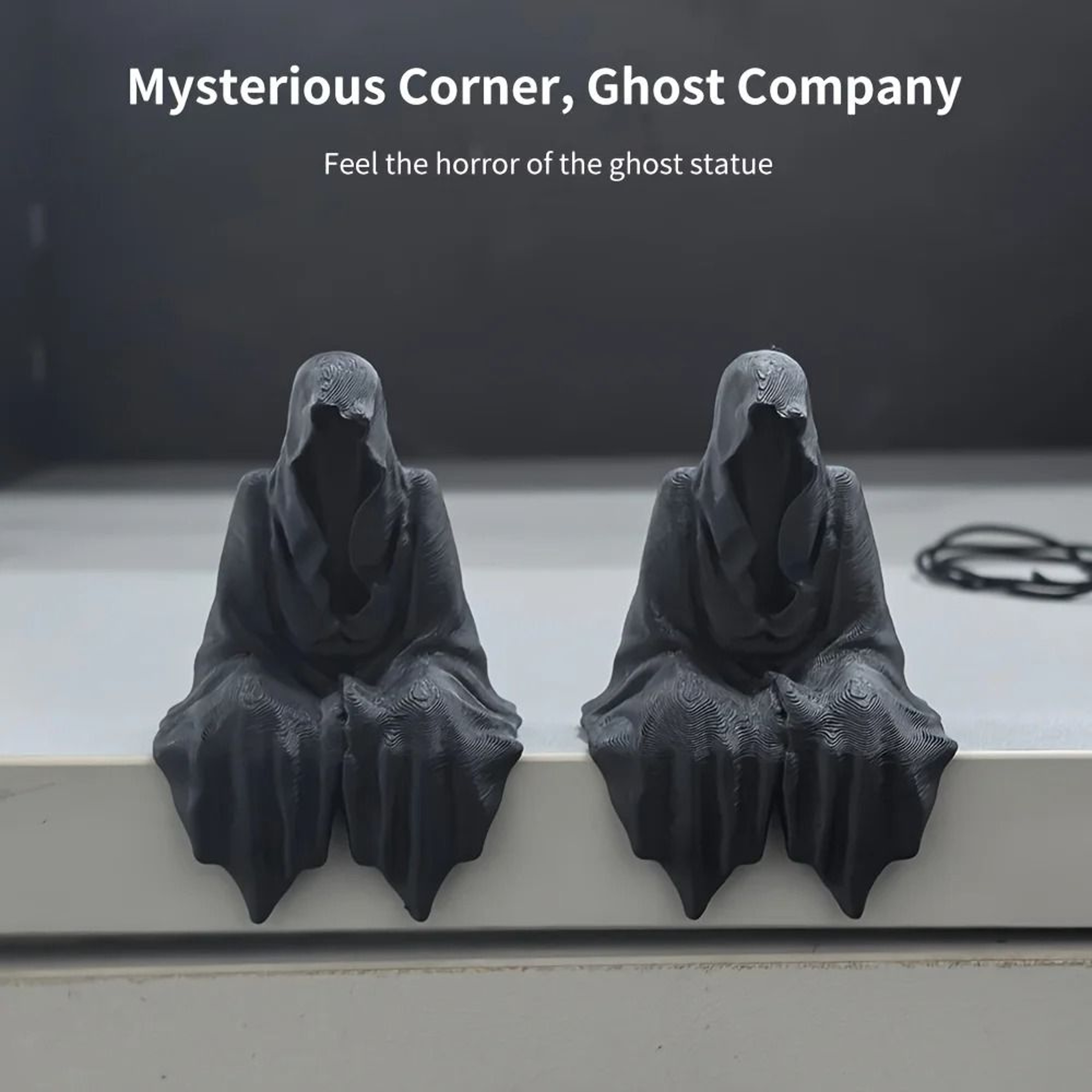 3D Printed Hooded Cloaked Statue  Mysterious Gothic Dark Ornament  Stealthy Figurine For Desk Shelf 3
