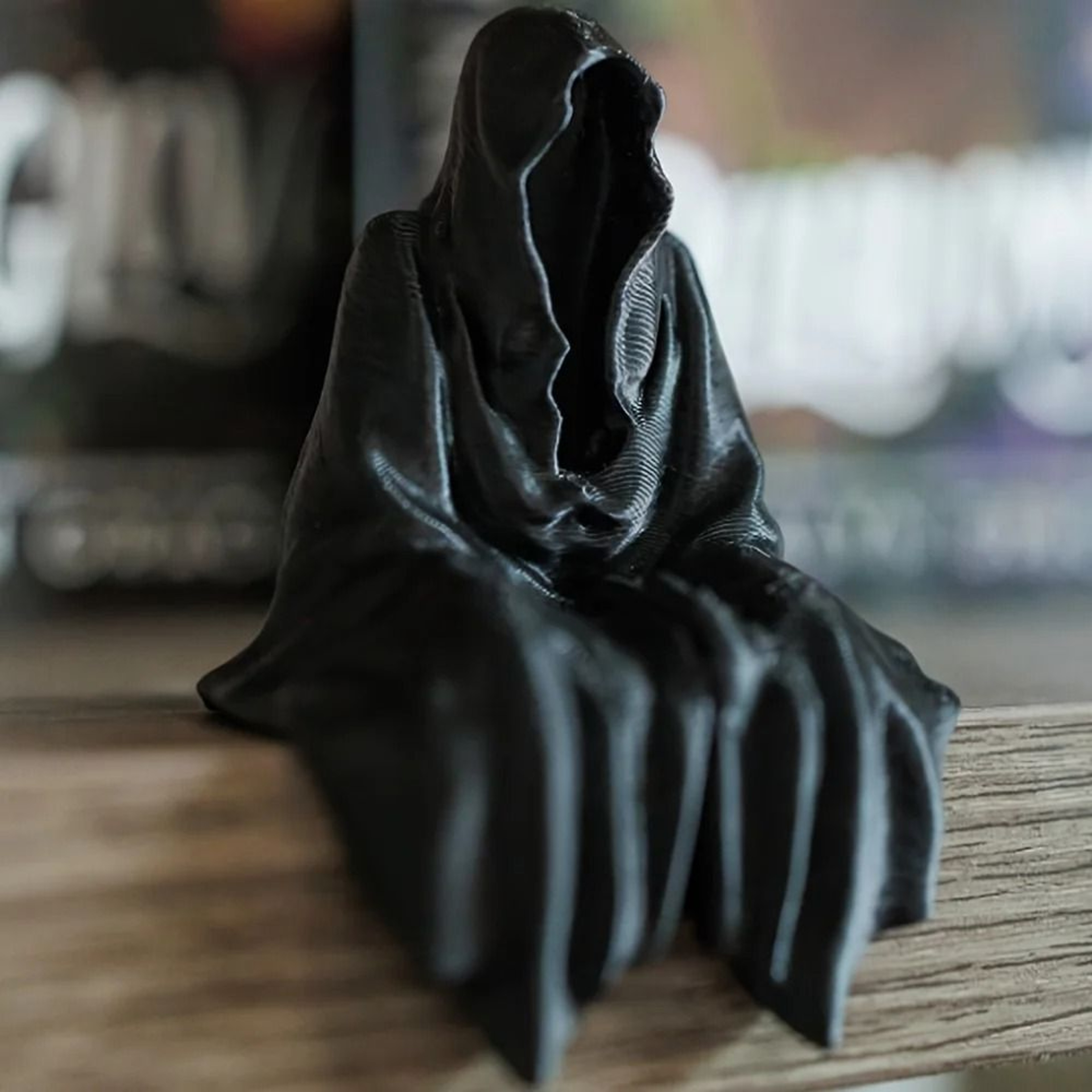 3D Printed Hooded Cloaked Statue  Mysterious Gothic Dark Ornament  Stealthy Figurine For Desk Shelf 5