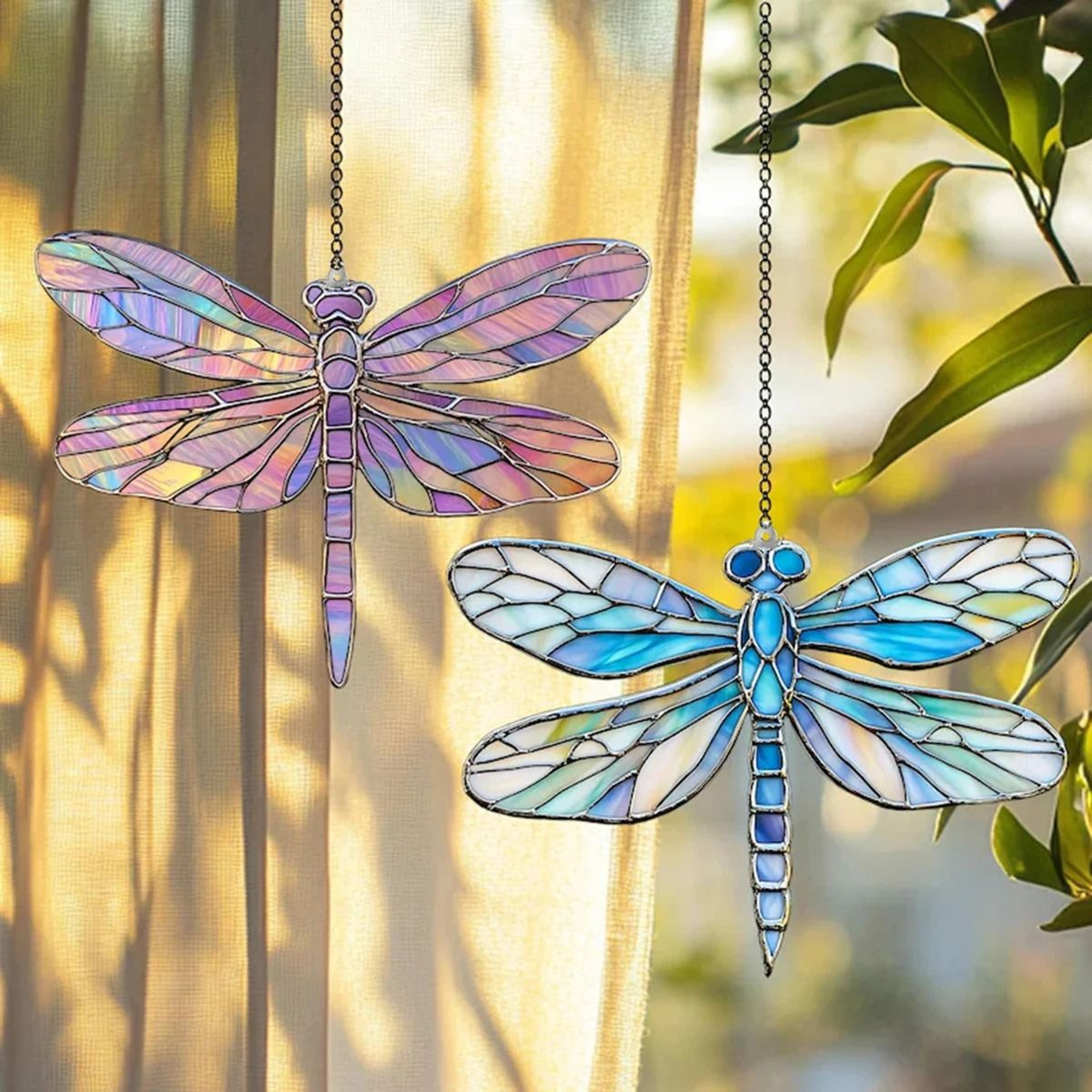Acrylic Dragonfly Hanging Decor  Colorful Insect Suncatcher  Window Pendant For Bedroom Living Room 1
