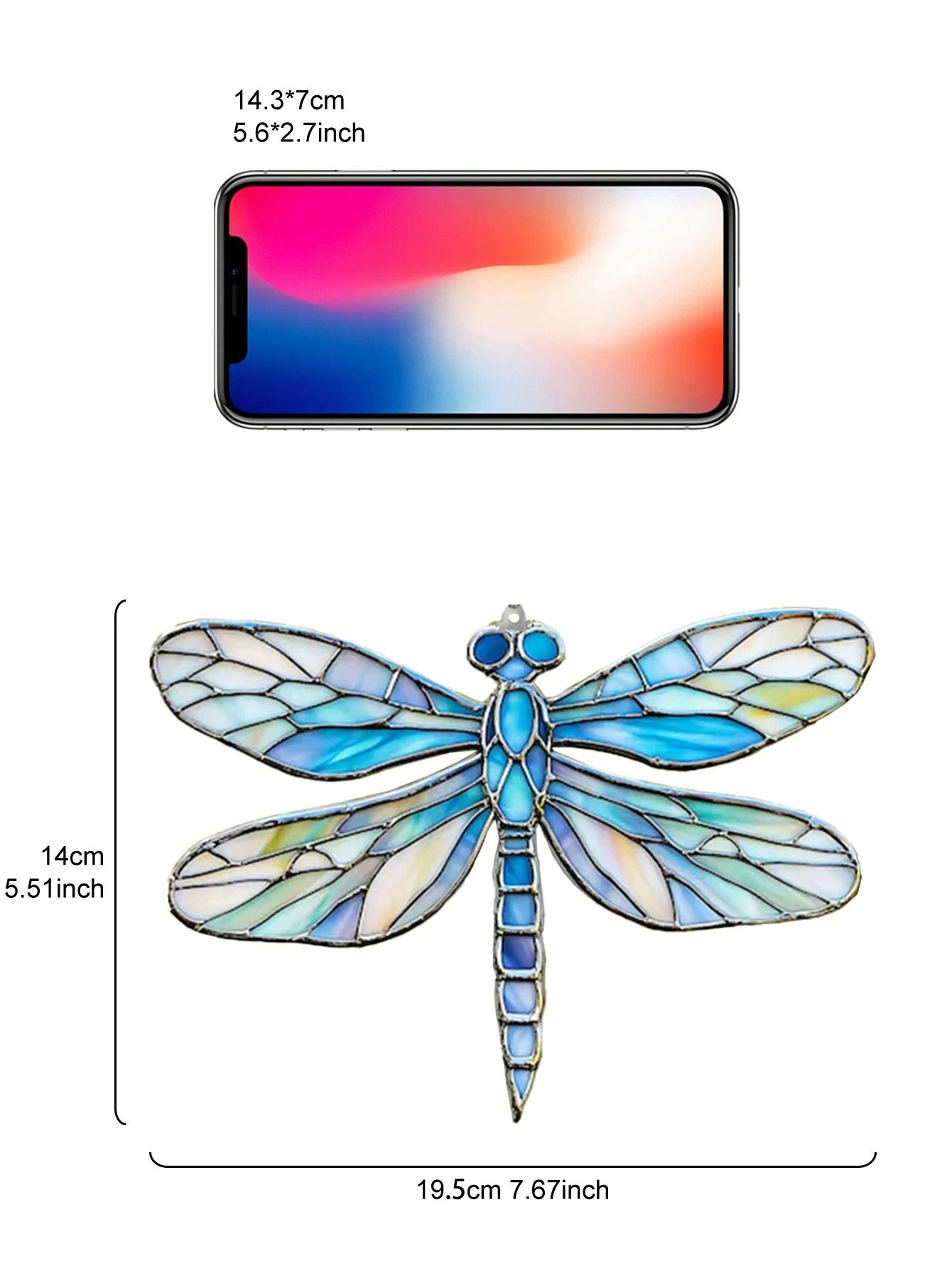 Acrylic Dragonfly Hanging Decor  Colorful Insect Suncatcher  Window Pendant For Bedroom Living Room 6