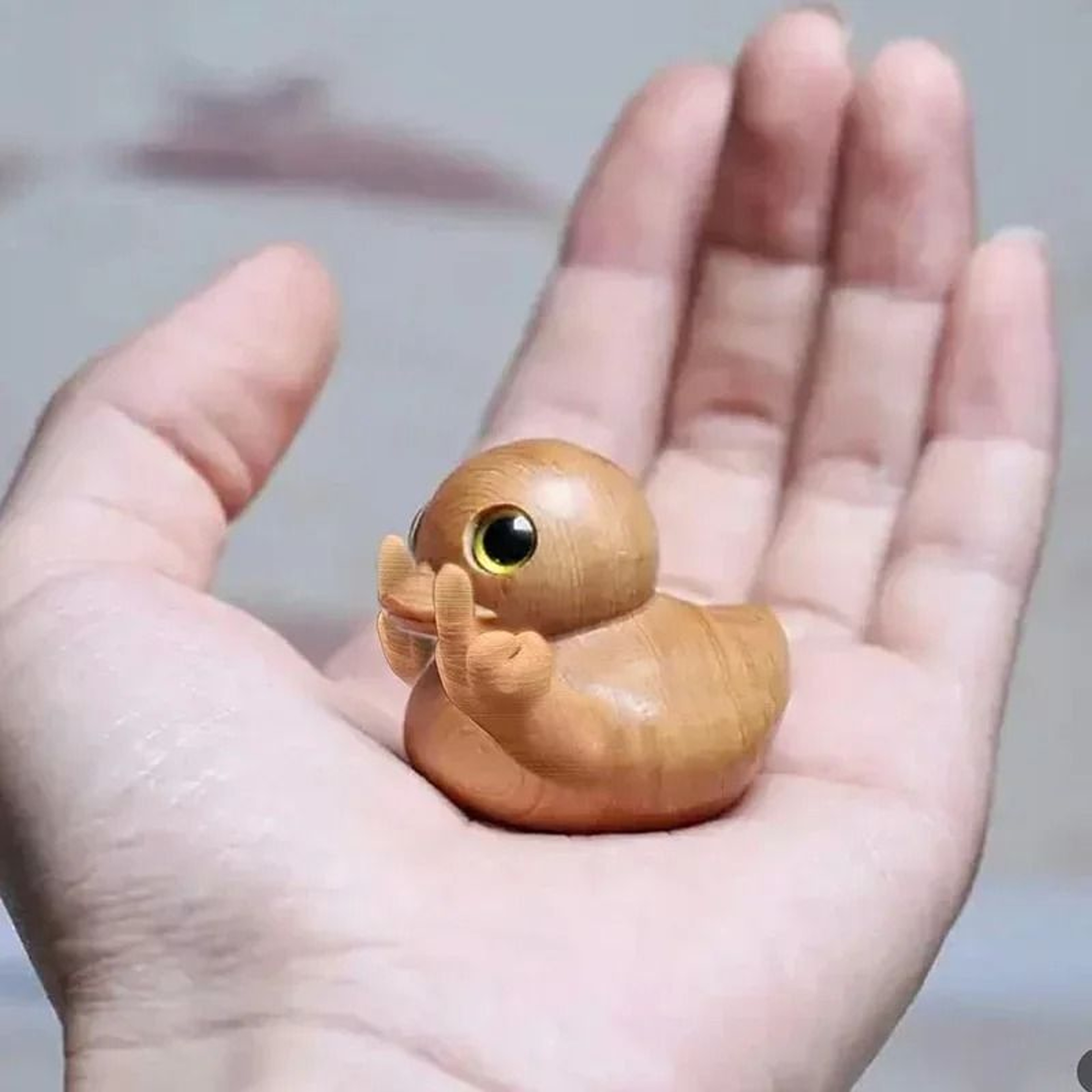 Funny Middle Finger Duck Handmade Wooden Statue  Bold  Witty Mini Duck Figurine For Home  Office 1