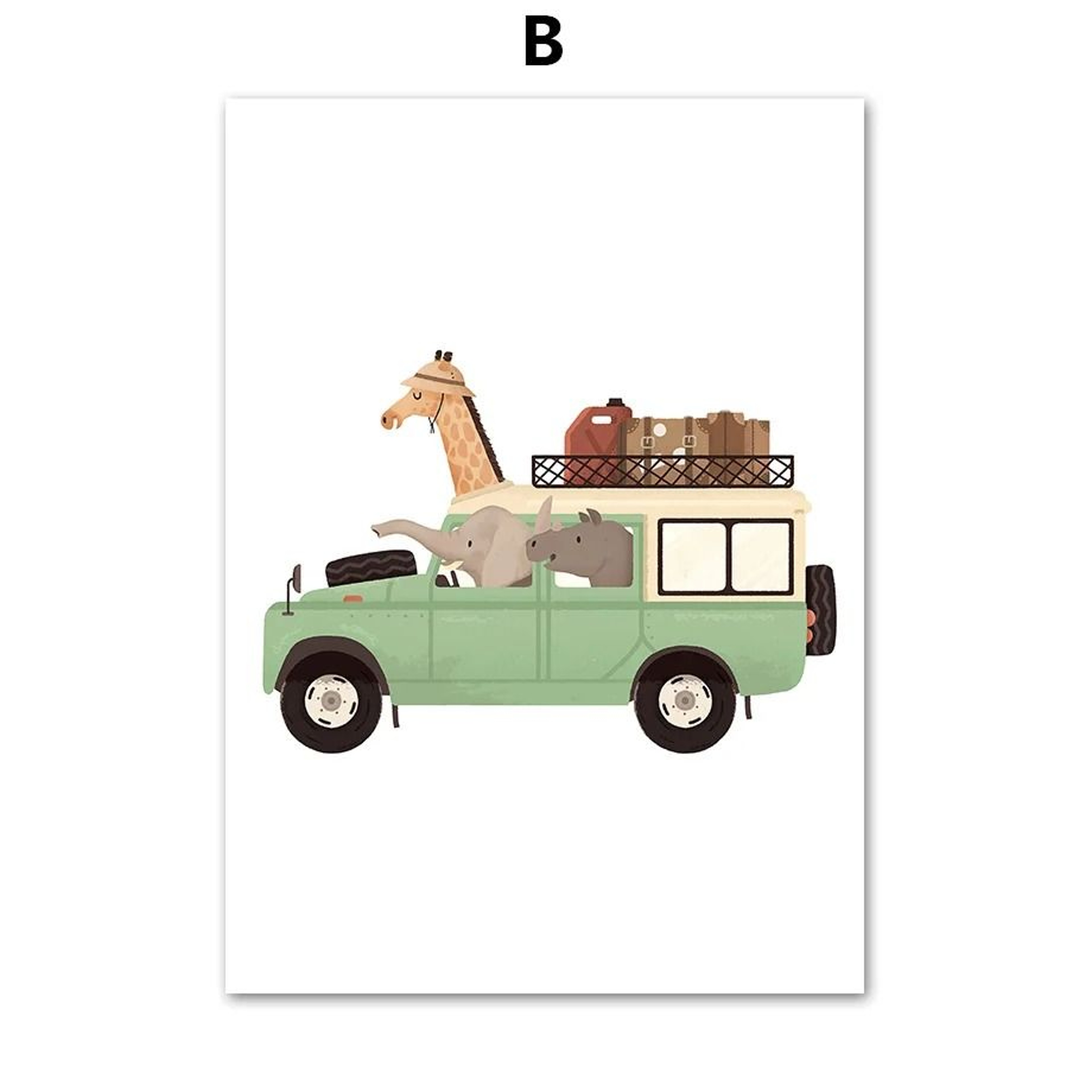 Funny Safari Animals Canvas Art  Whimsical Nursery  Nordic Kids Bedroom Decor 6