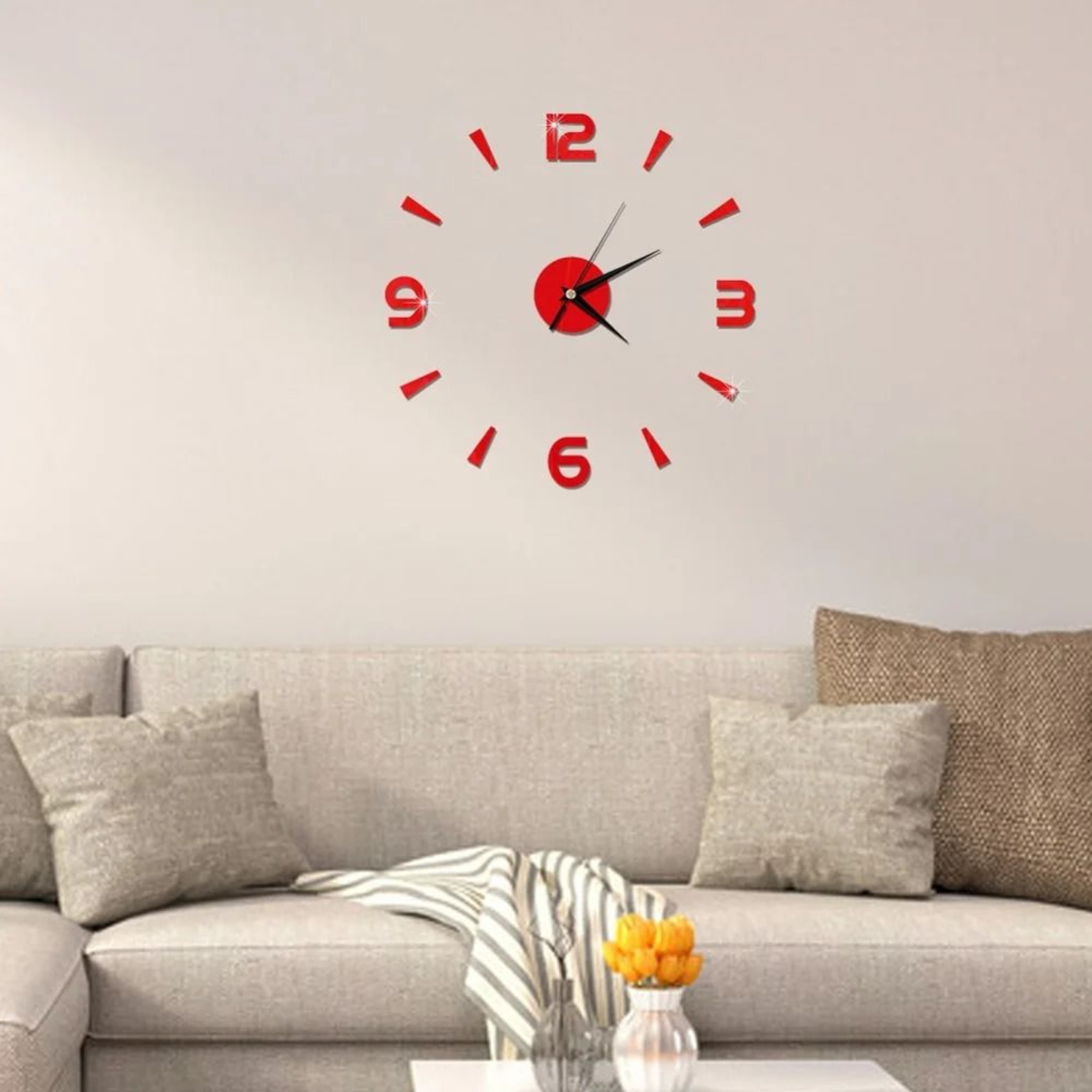 2D Frameless DIY Mirror Wall Clock  Modern Quartz Wall Sticker Decor For Living Room  Office 4