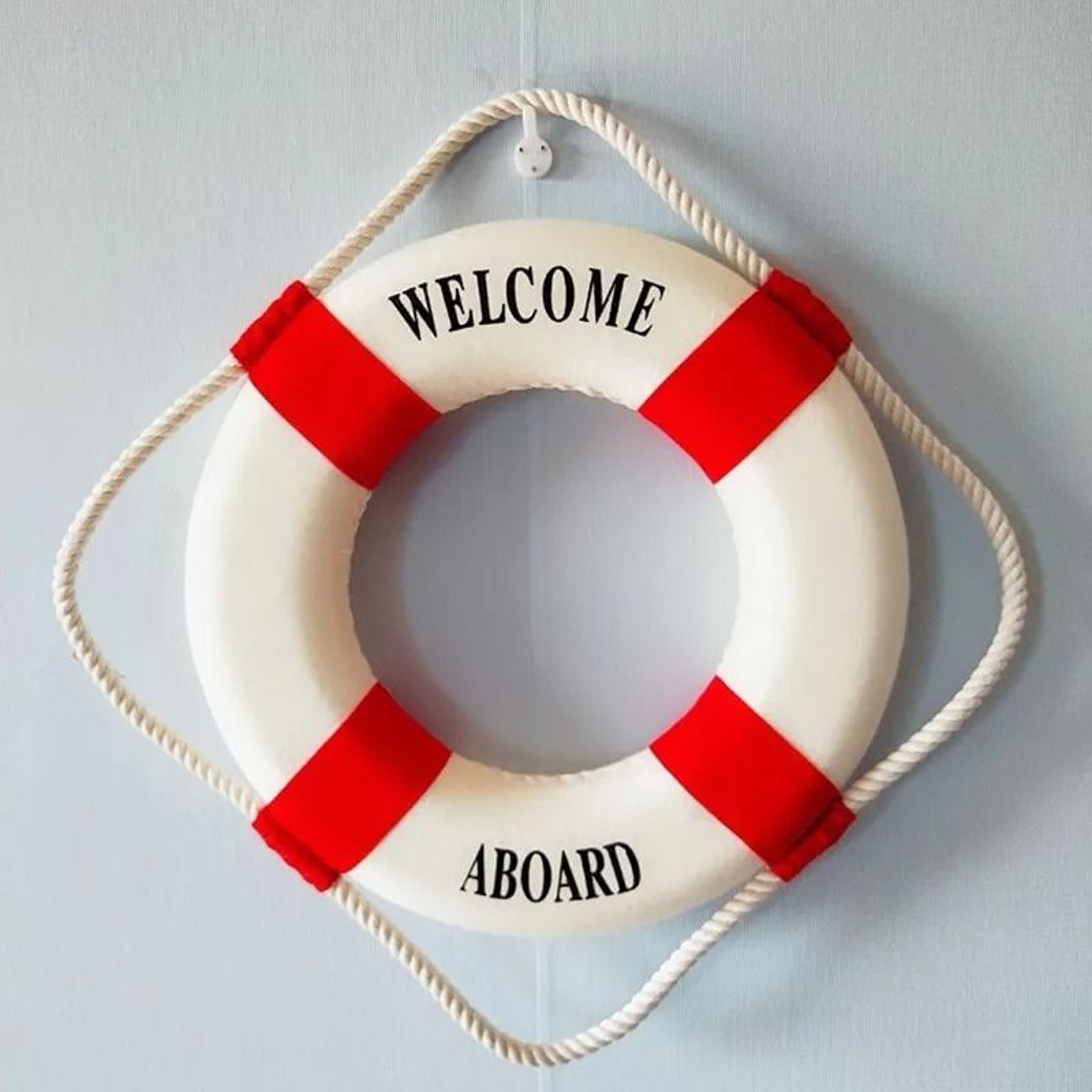 Nautical Style Welcome Life Buoy  Decorative Red  Blue Marine Wall Charm For Beach Houses  Coastal  5