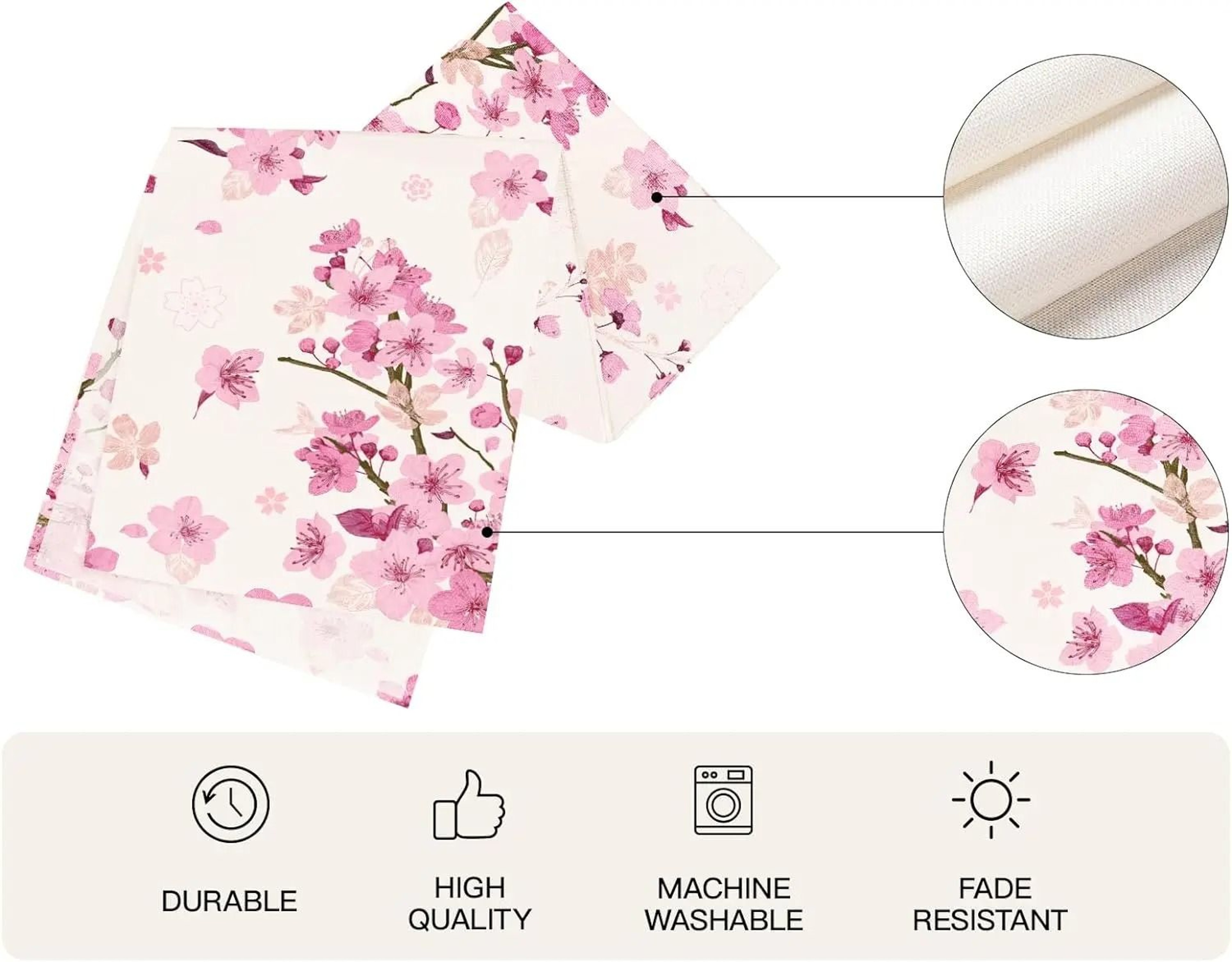 Spring Cherry Blossom Linen Table Runner  Floral Summer Farmhouse Decor For Weddings Banquets  Kitc 3