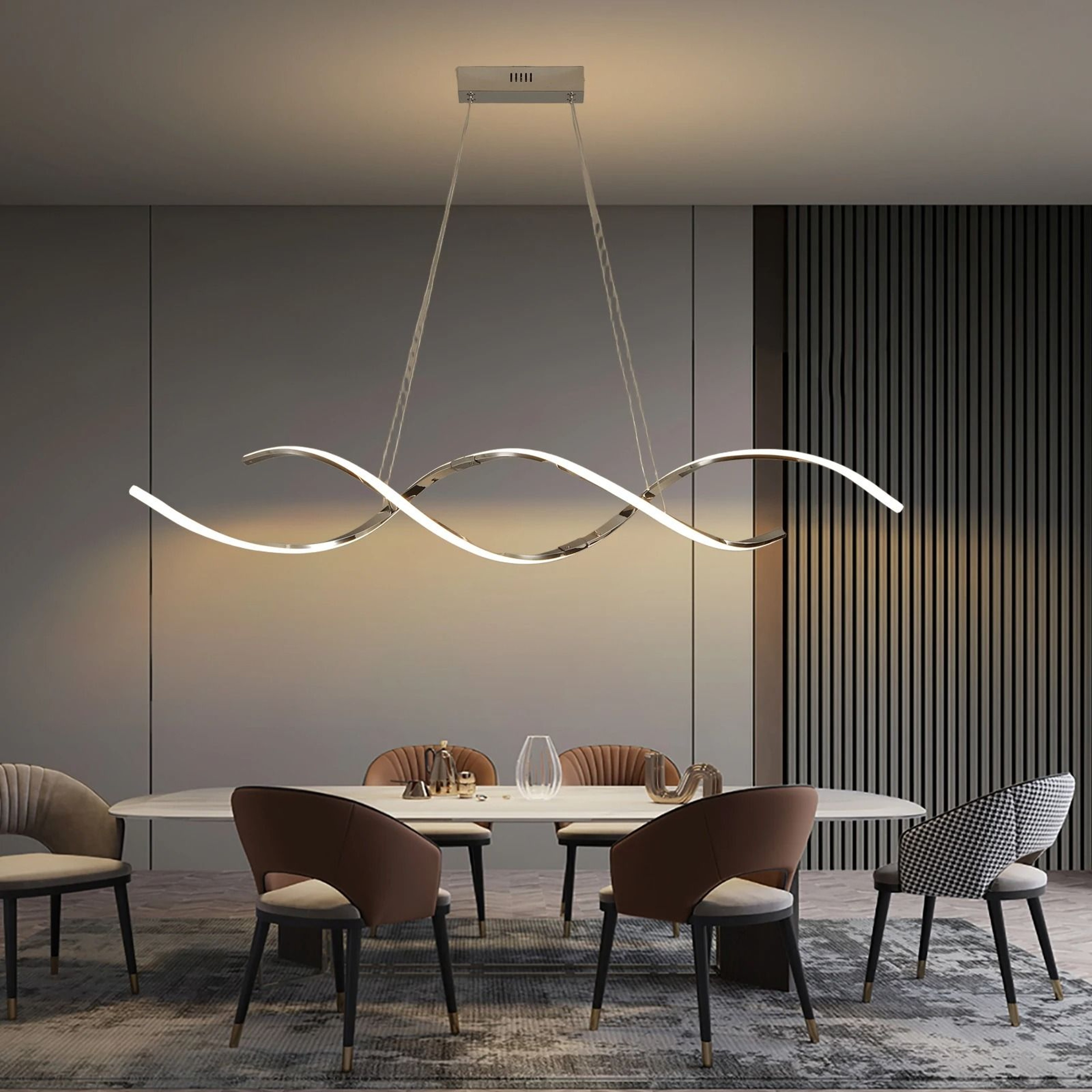 Modern Minimalist Linear Chandelier  HighDefinition LED Pendant Lighting For Dining Rooms Kitchen I 4
