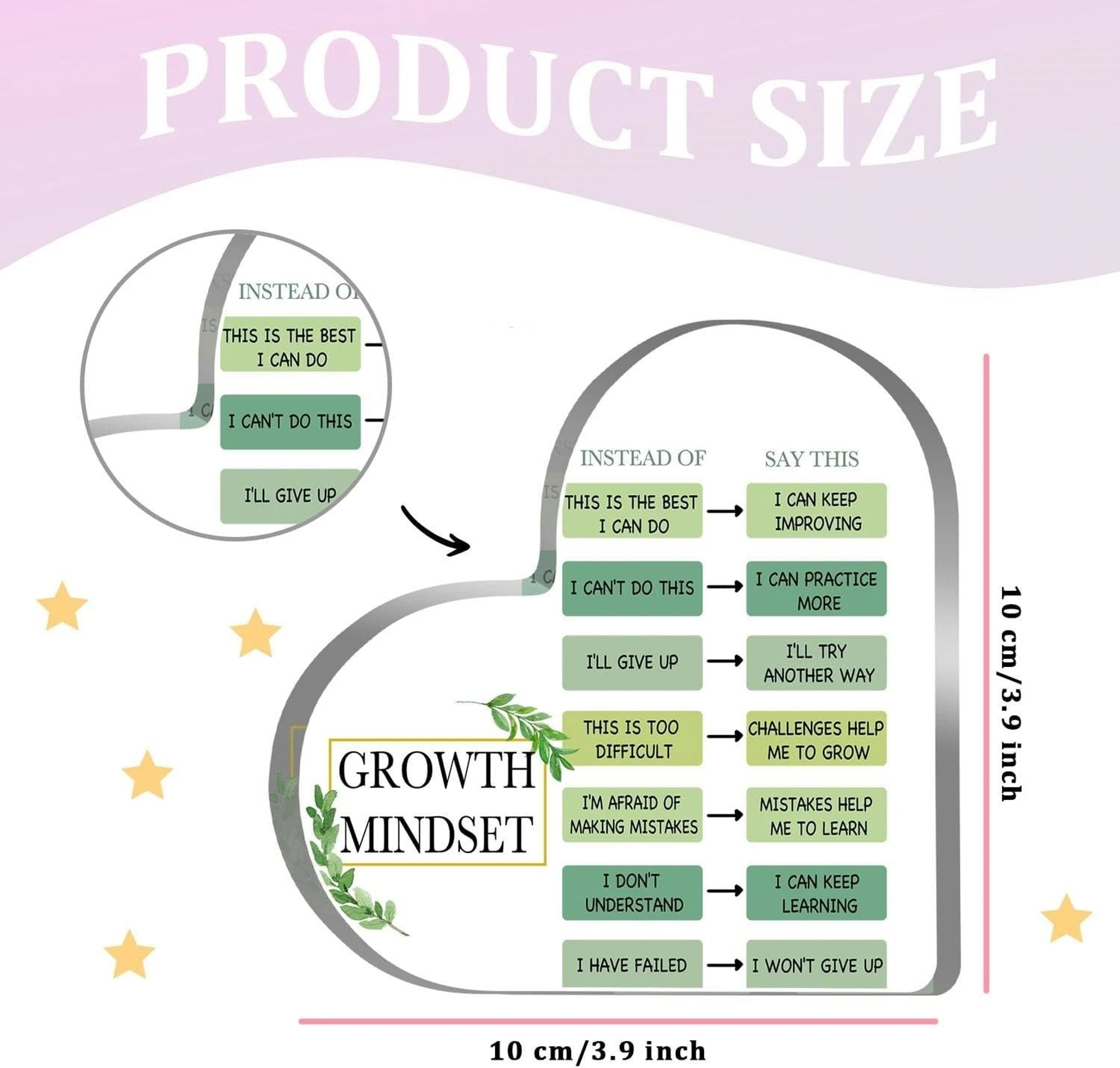 Growth Mindset Acrylic Ornament  HighDefinition Spiritual Inspirational Gift For Modern Offices  Ho 1