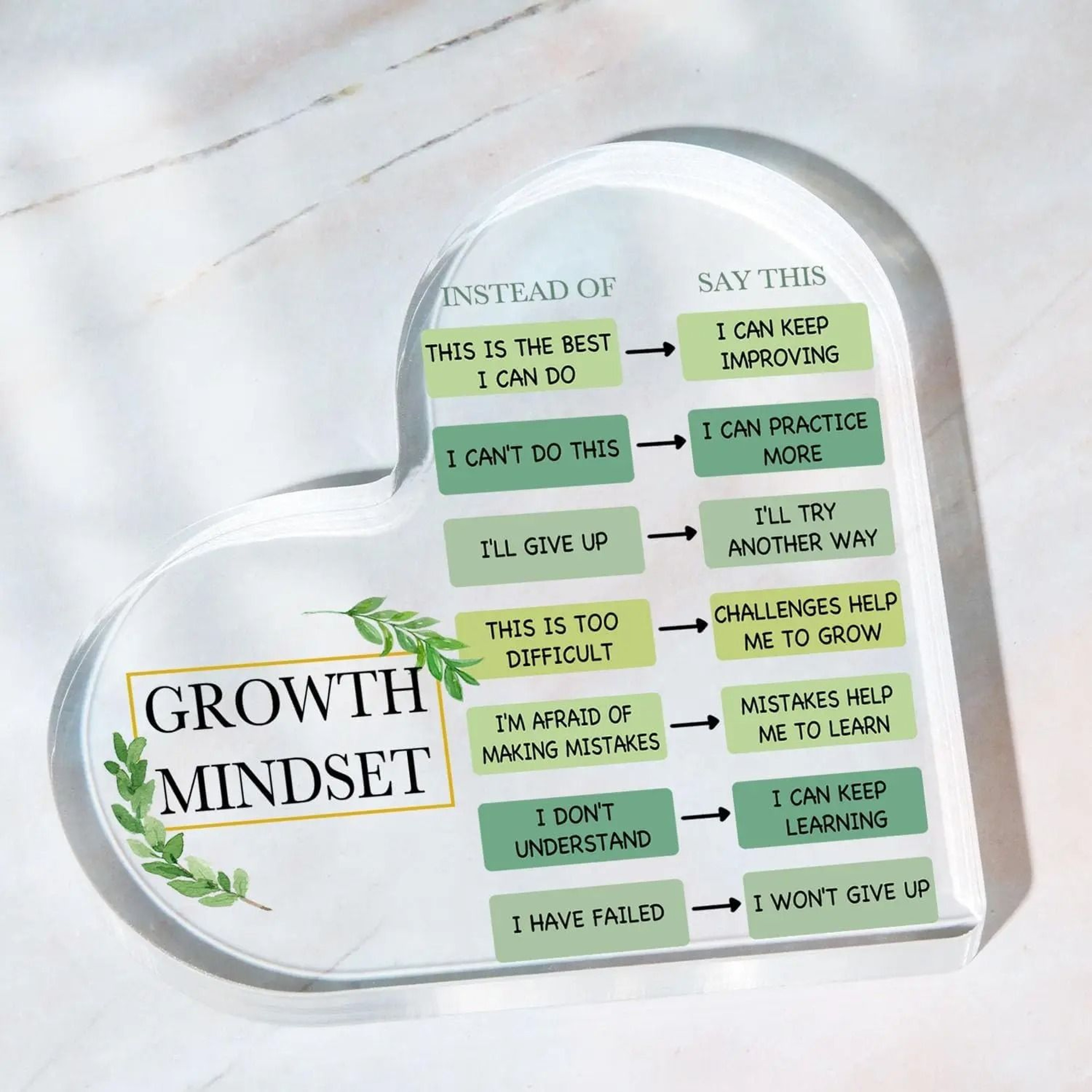 Growth Mindset Acrylic Ornament  HighDefinition Spiritual Inspirational Gift For Modern Offices  Ho 3