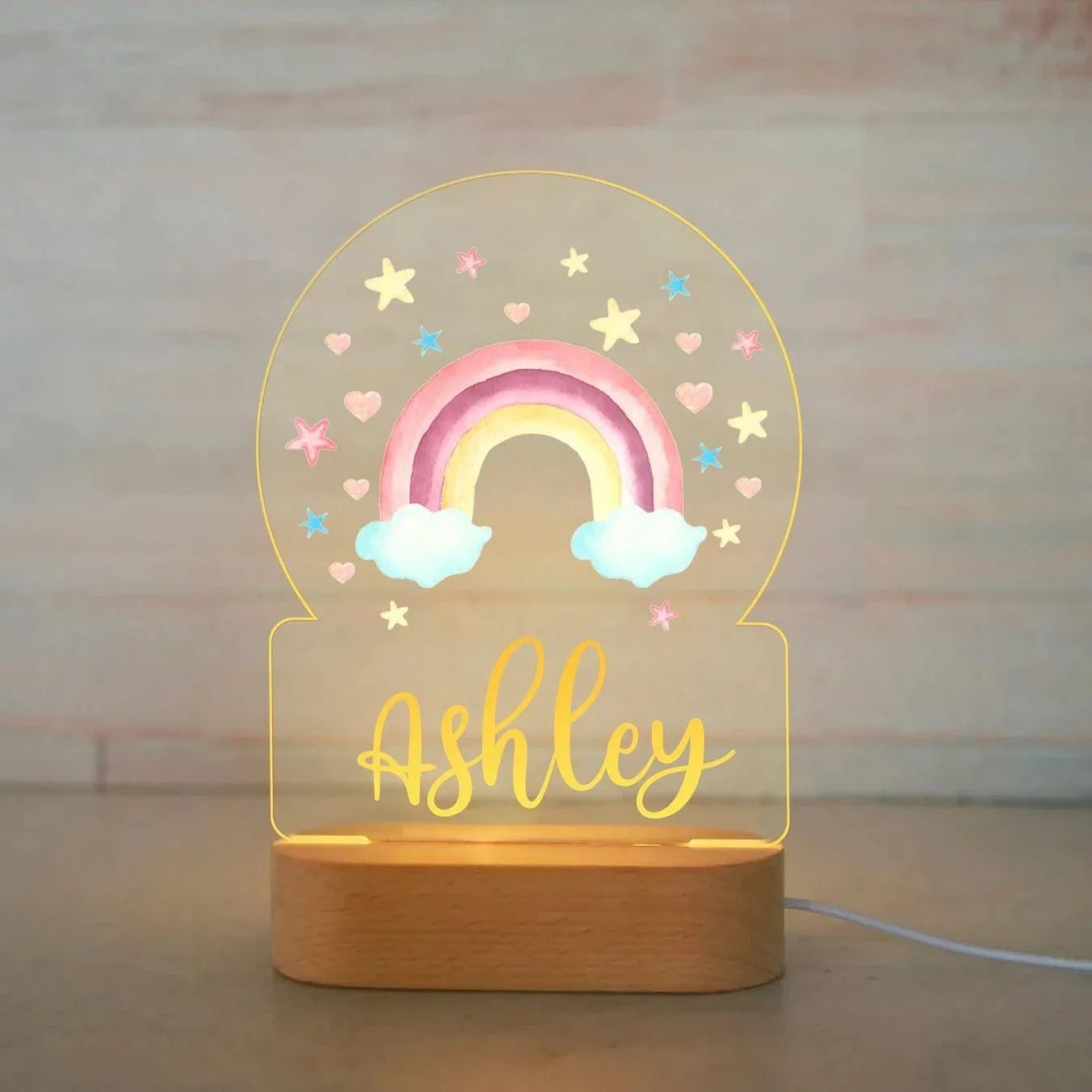 Personalized USB Acrylic Night Light  Custom Name Animal Designs For Modern Baby Nurseries Kids Bed 14