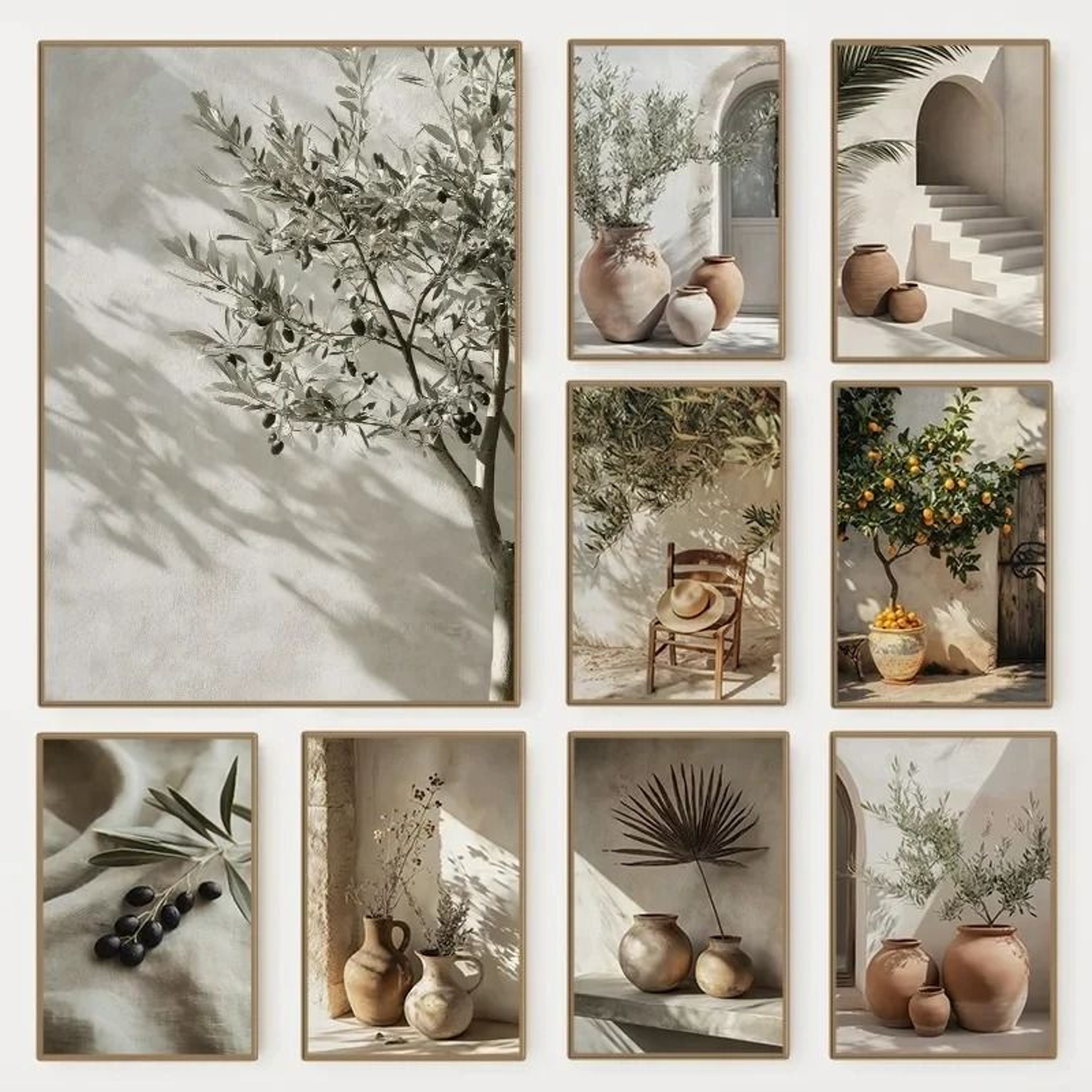 Mediterranean Minimalist Olive Tree  Pottery Canvas Art 0