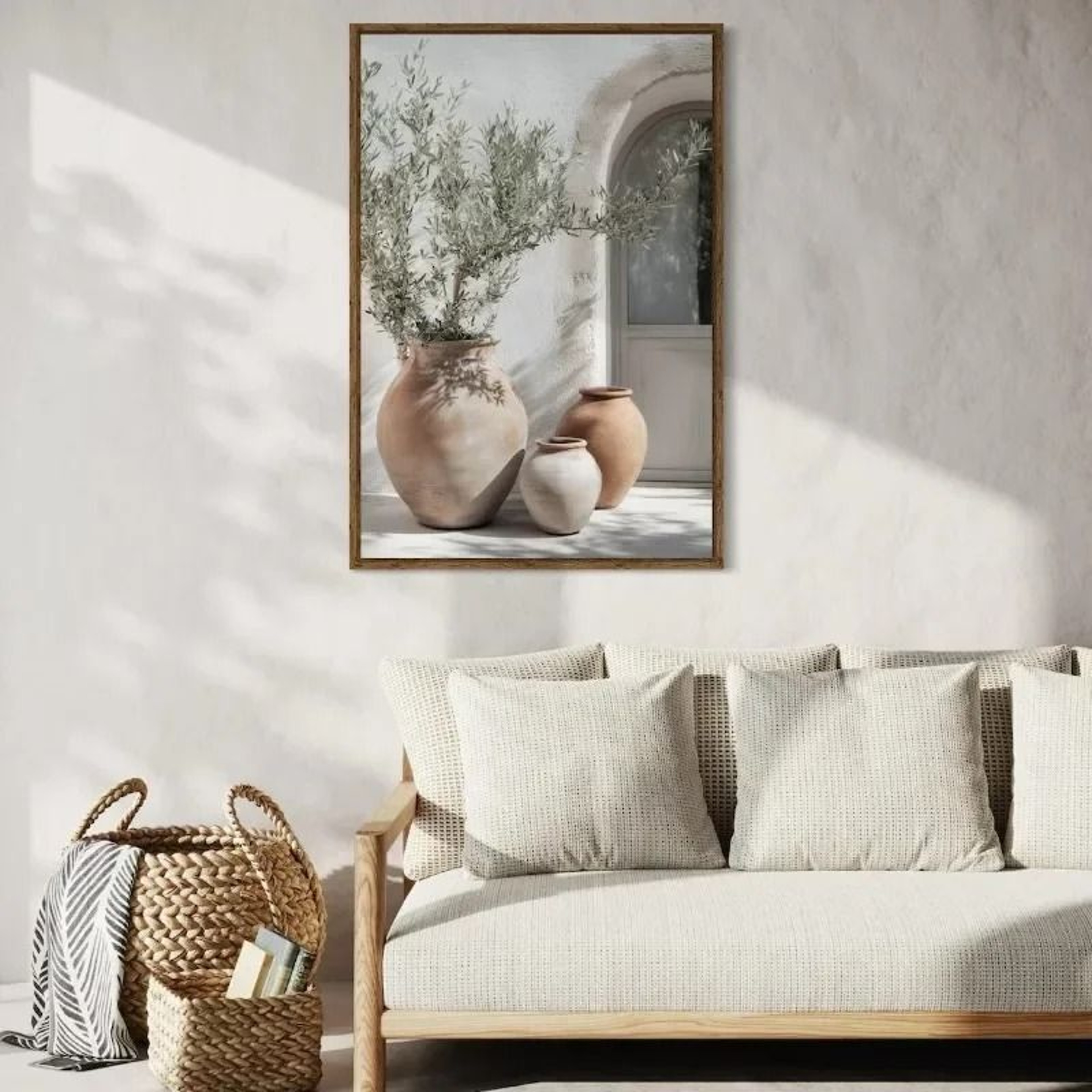 Mediterranean Minimalist Olive Tree  Pottery Canvas Art 1