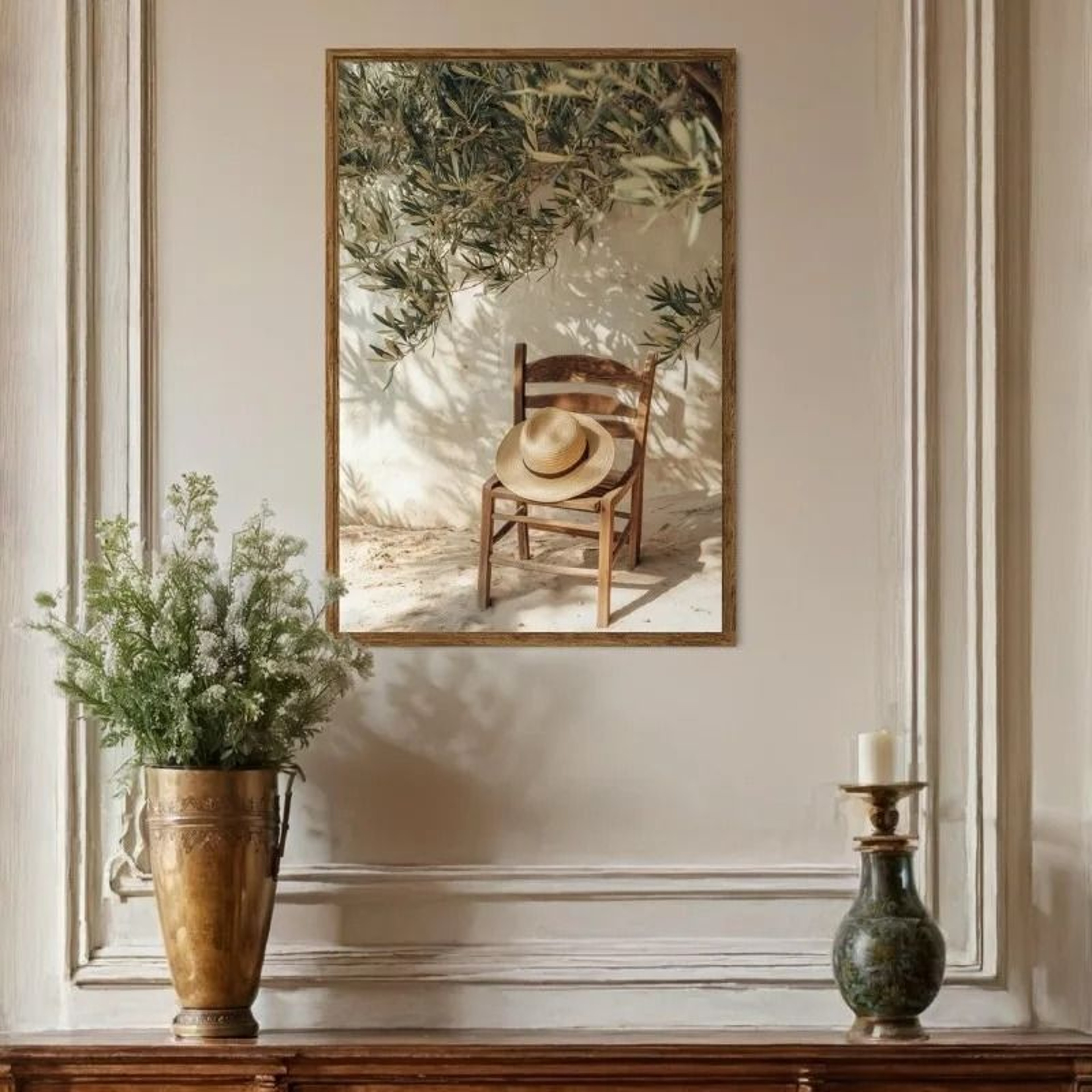 Mediterranean Minimalist Olive Tree  Pottery Canvas Art 3