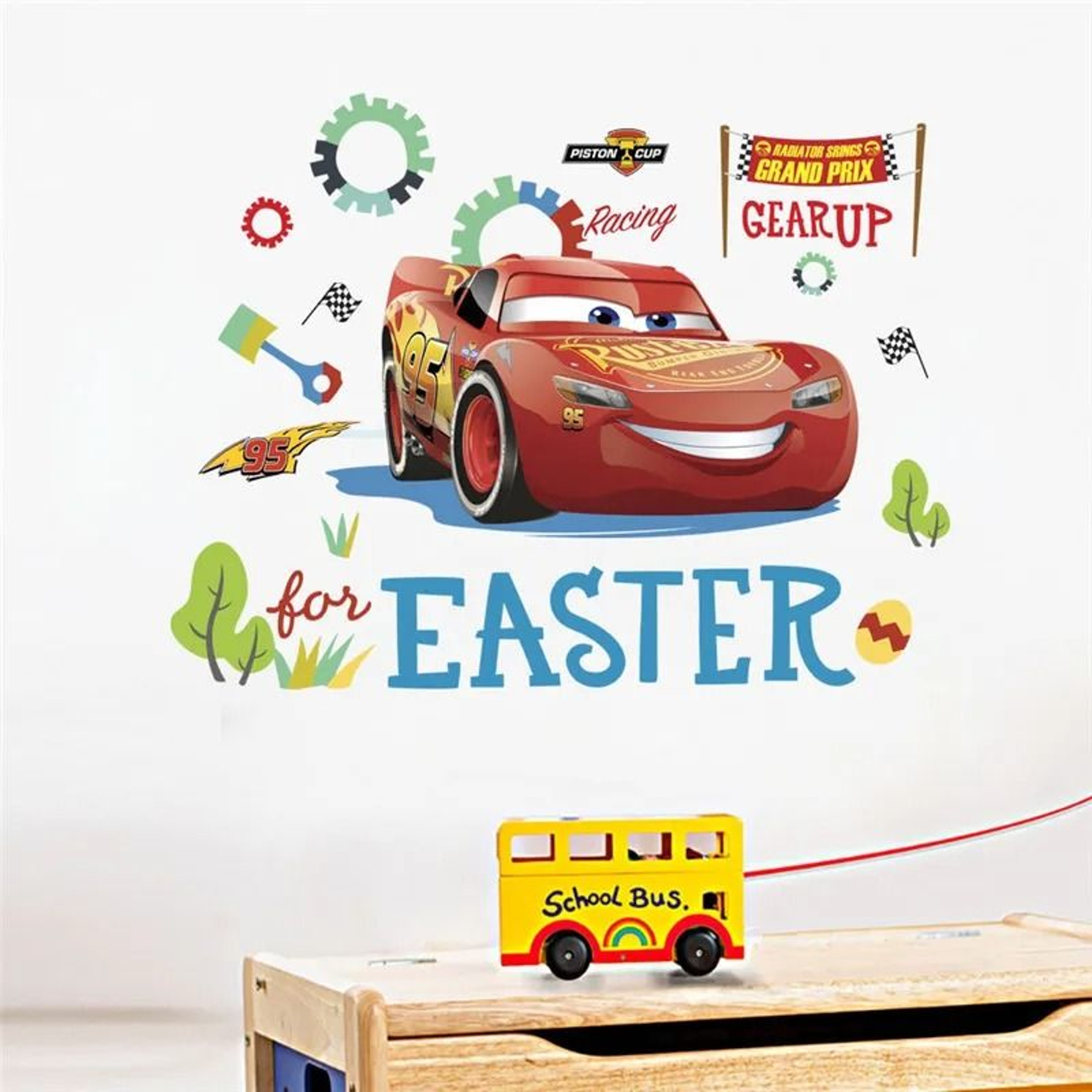 3D Lightning McQueen Mural  HighDefinition Cartoon Racing Wall Decals 11