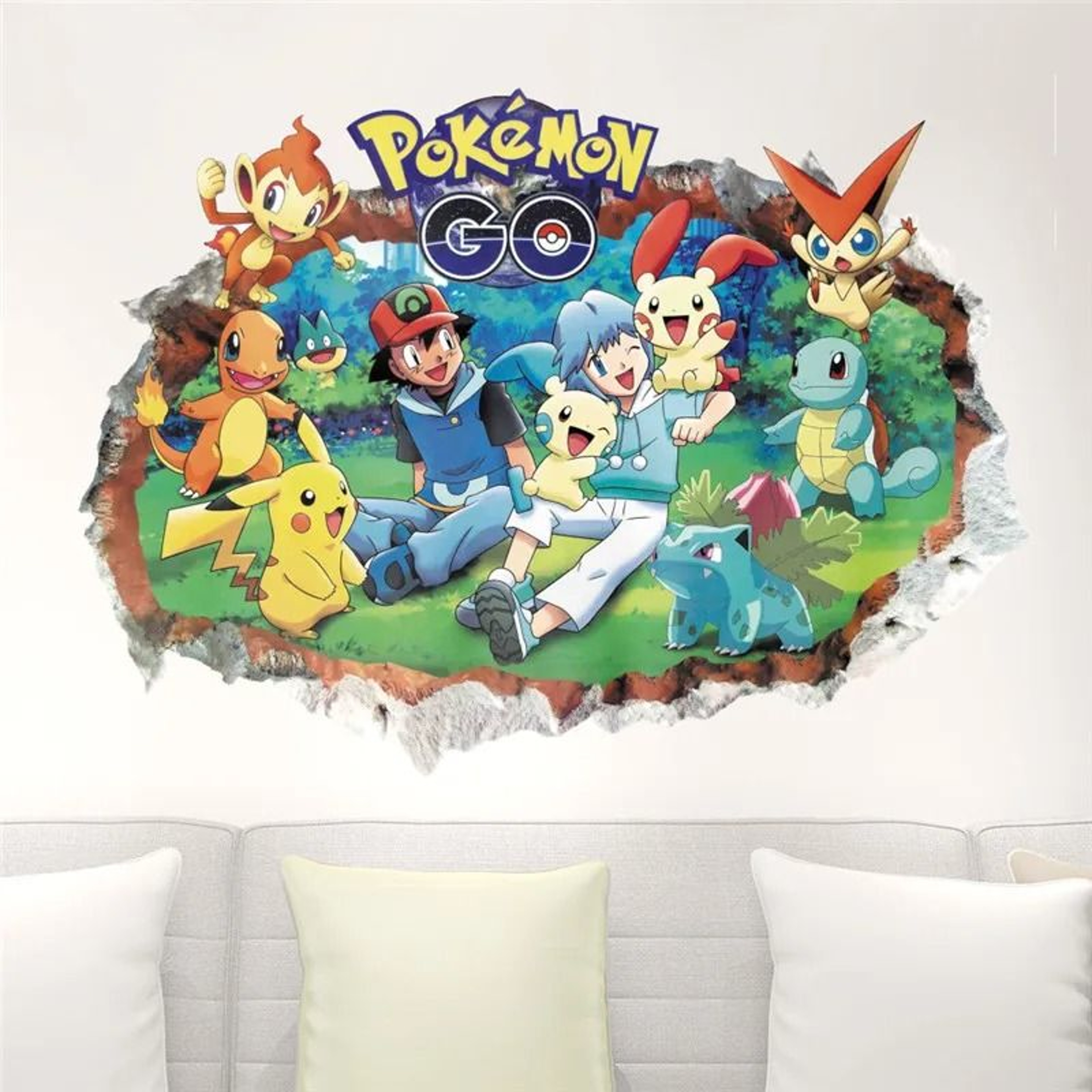 Cartoon Pikachu Wall Decal  HighDefinition Joyful Mural For Kids Room Sanctuaries 2
