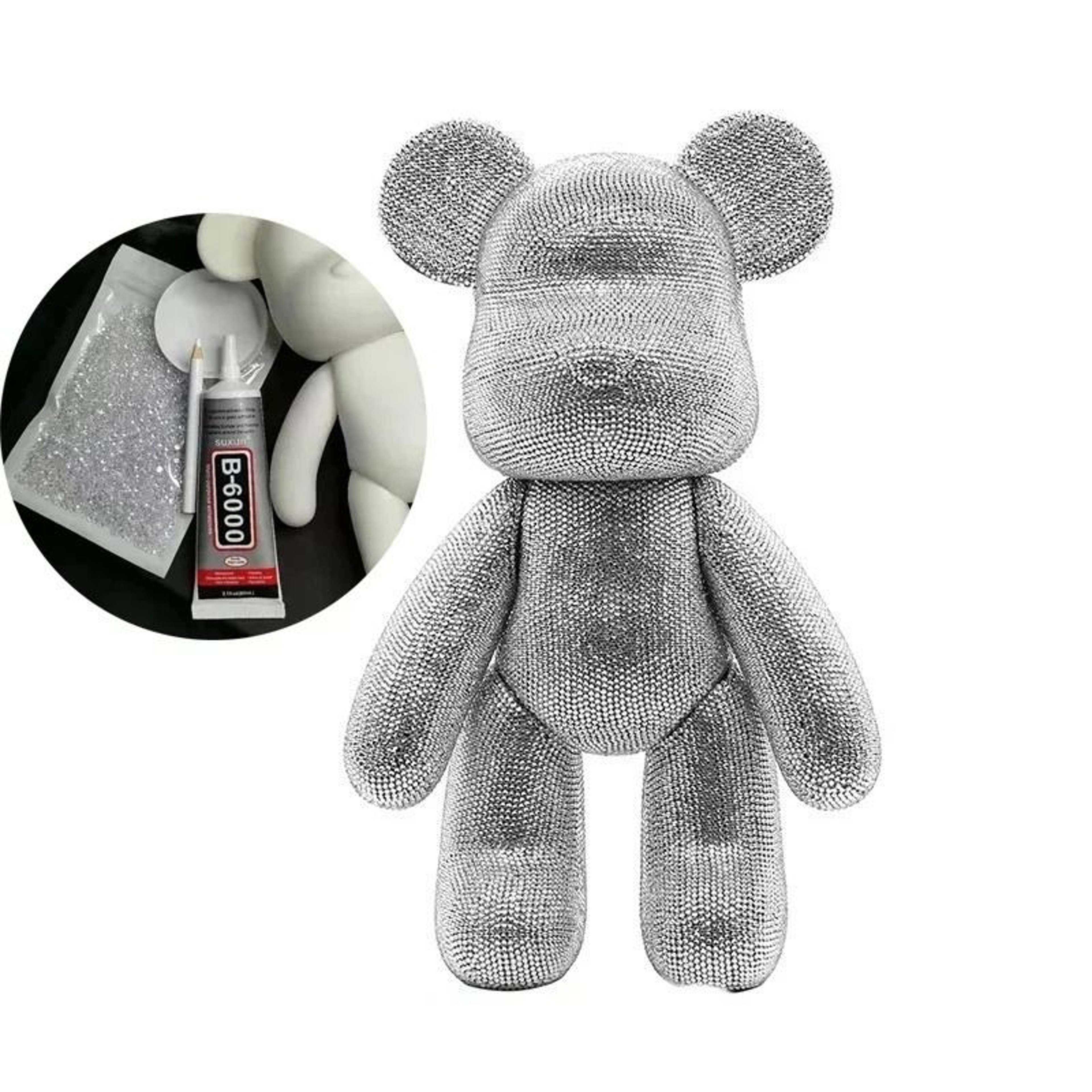 Crystalline Narrative Sculpture  HighDefinition Rhinestone Bear Architectural Ornament 15