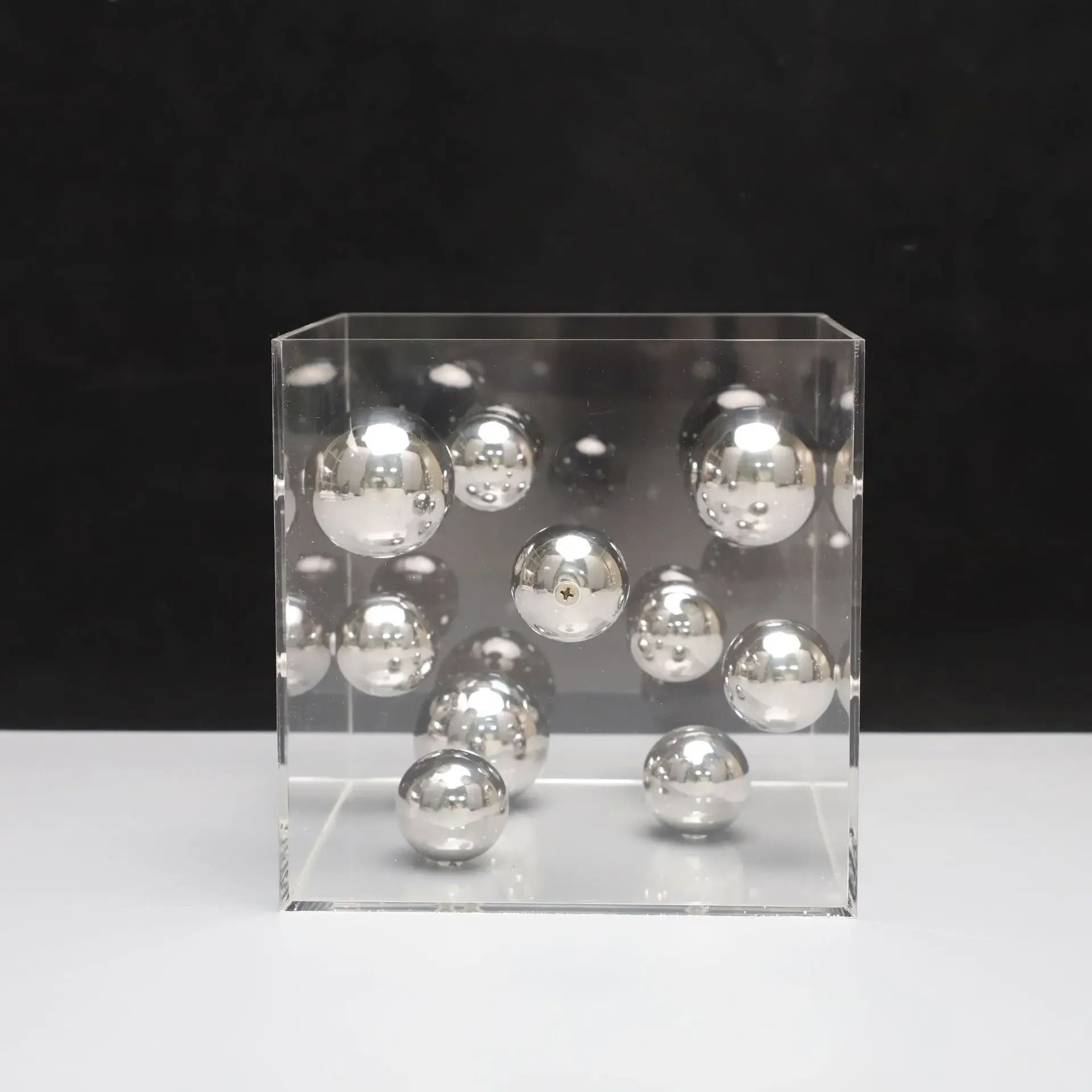 Modern Geometric Metal Ball In Acrylic Box  Minimalist Luxury Tabletop Decor For Home And Office 7