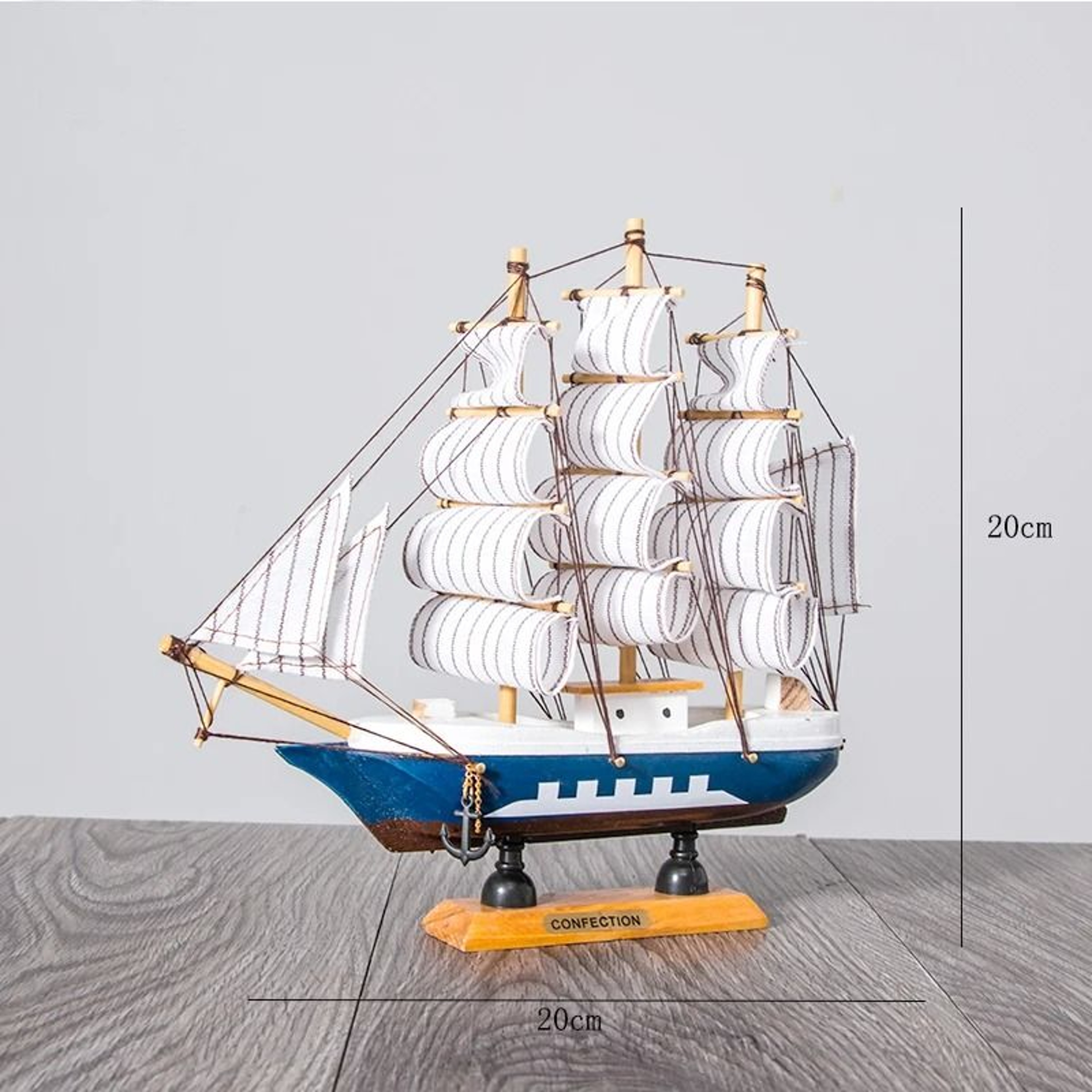 Vintage Wooden Sailboat Model  Mediterranean Style Nautical Home Decor And Creative Room Ornament 11