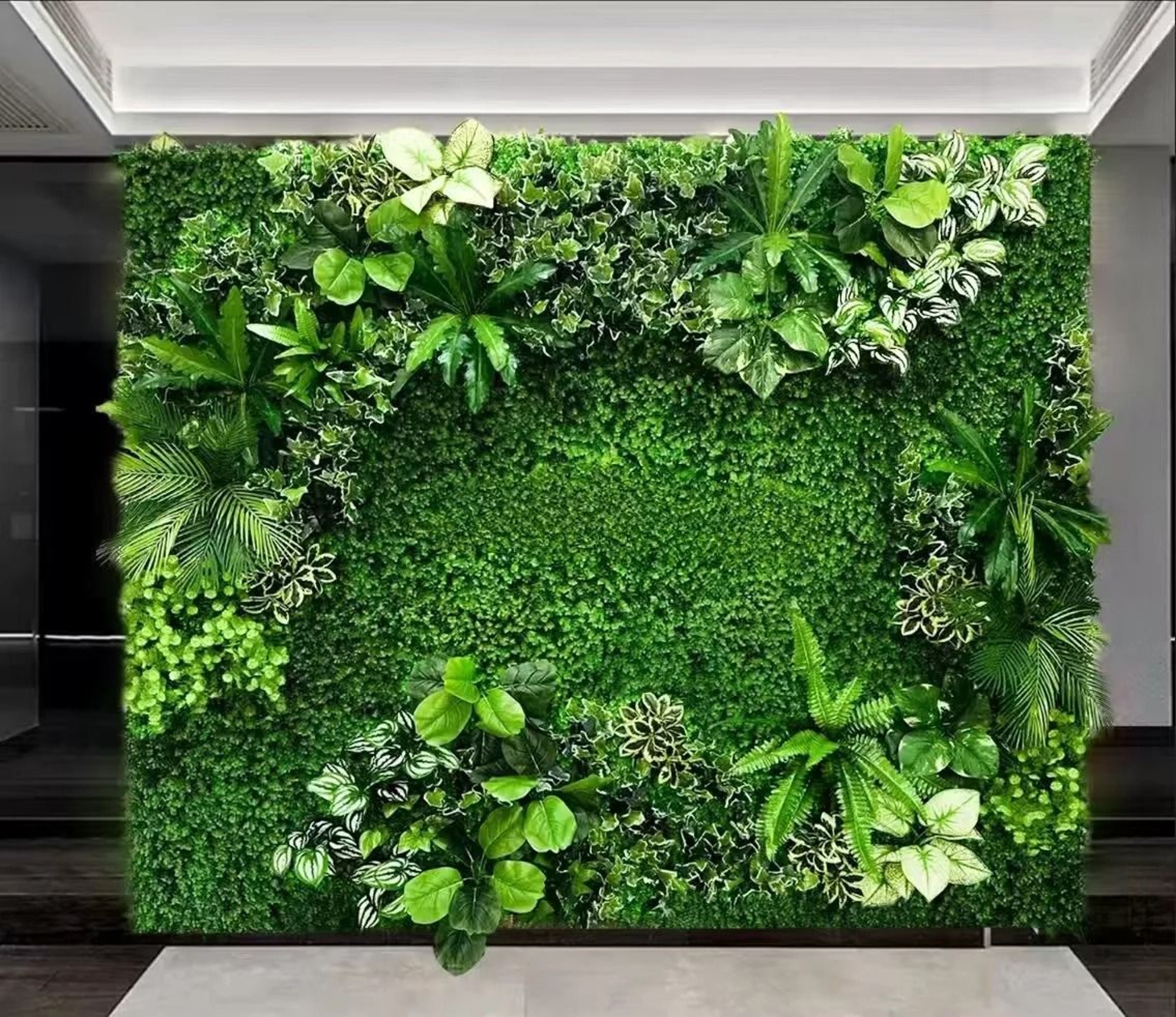 Artificial Greenery Hedge Grid 16x47 In  Simulated Milan Eucalyptus Wall  Wedding Backdrop  Garden  1