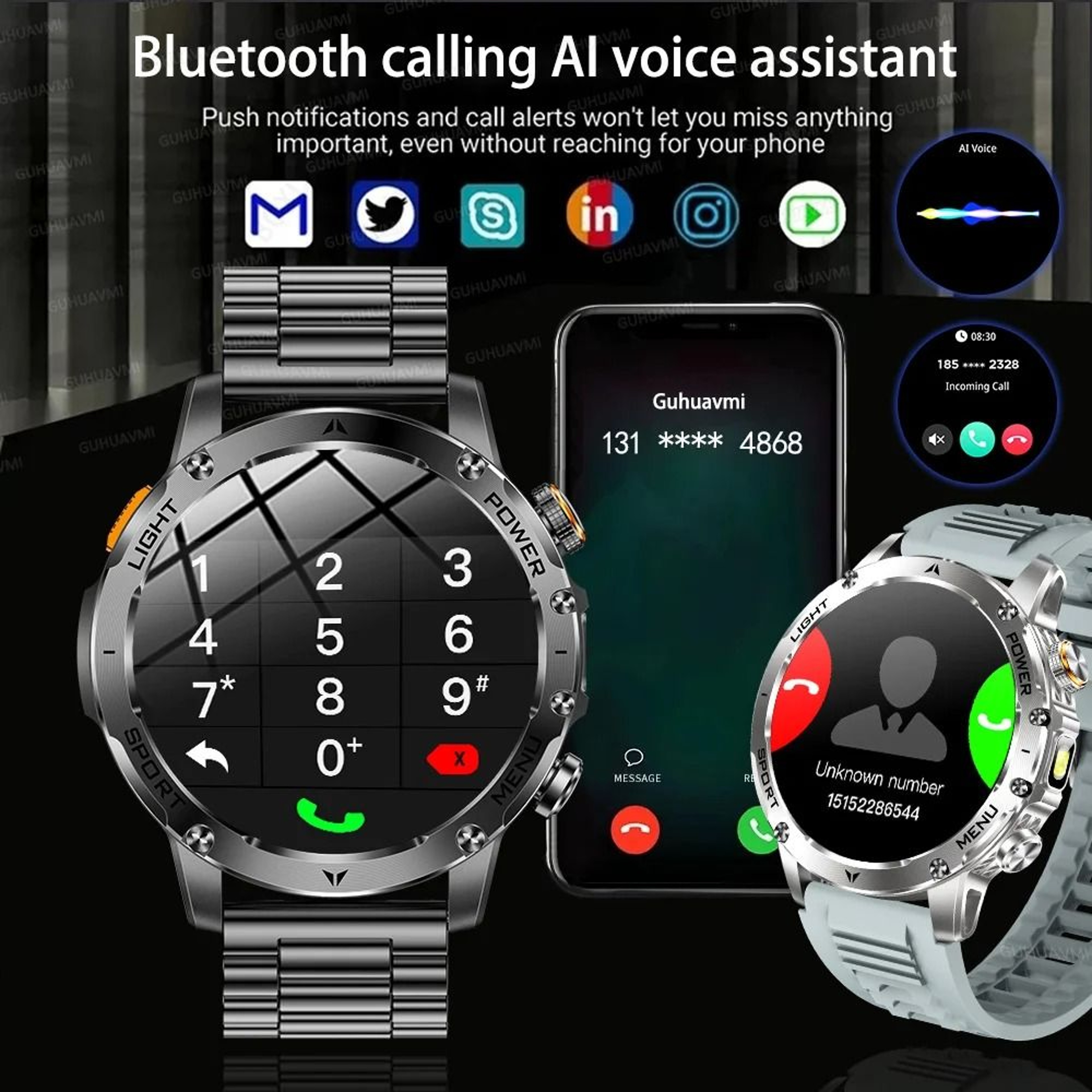 17inch AMOLED Smart Watch  1000mAh Battery  GPS  Pro Bluetooth Call  NFC Mens Fitness Tracker 3