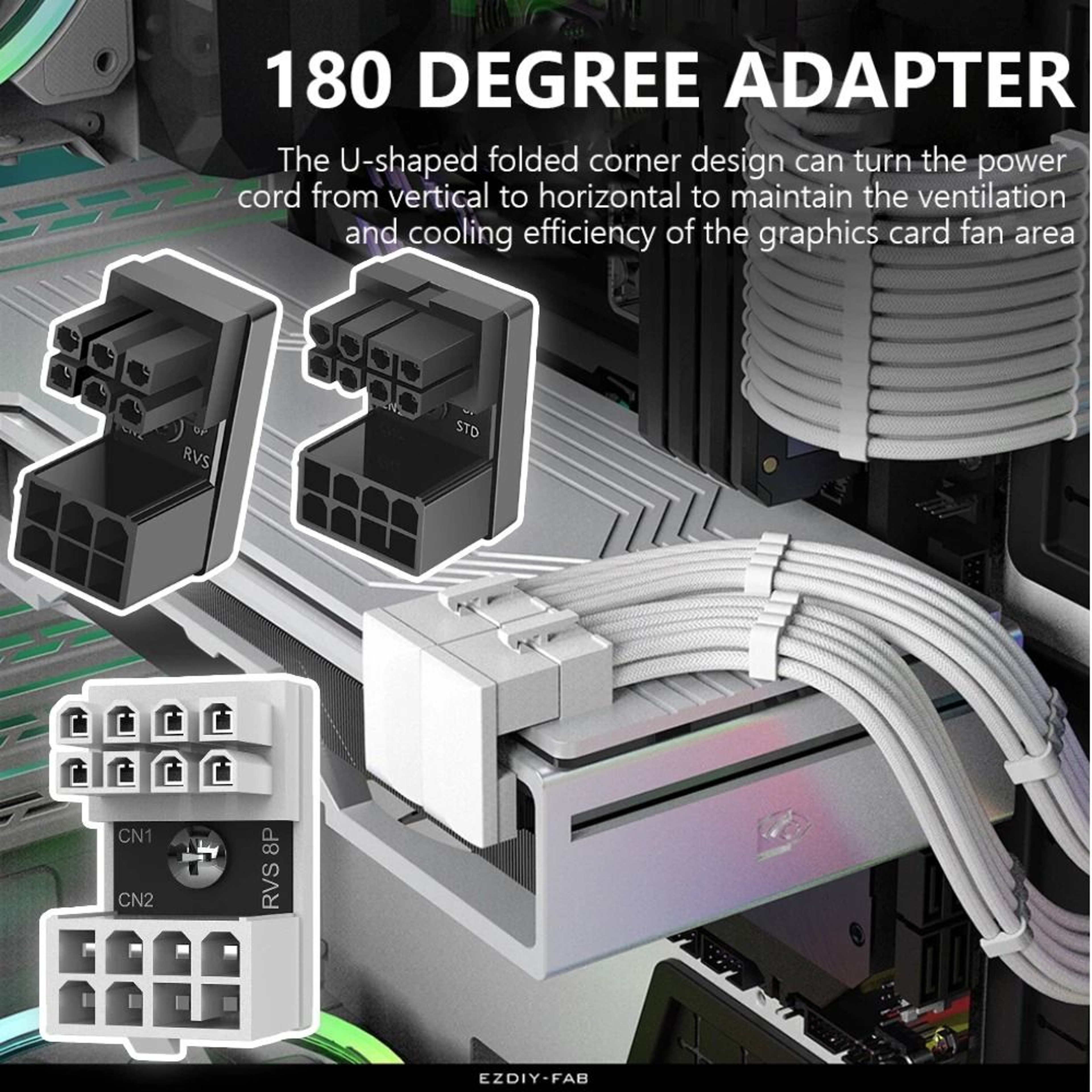 ATX GPU 180Degree Power Adapter  Angled Steering Connector For Desktop Video Cards  Cable Managemen 0