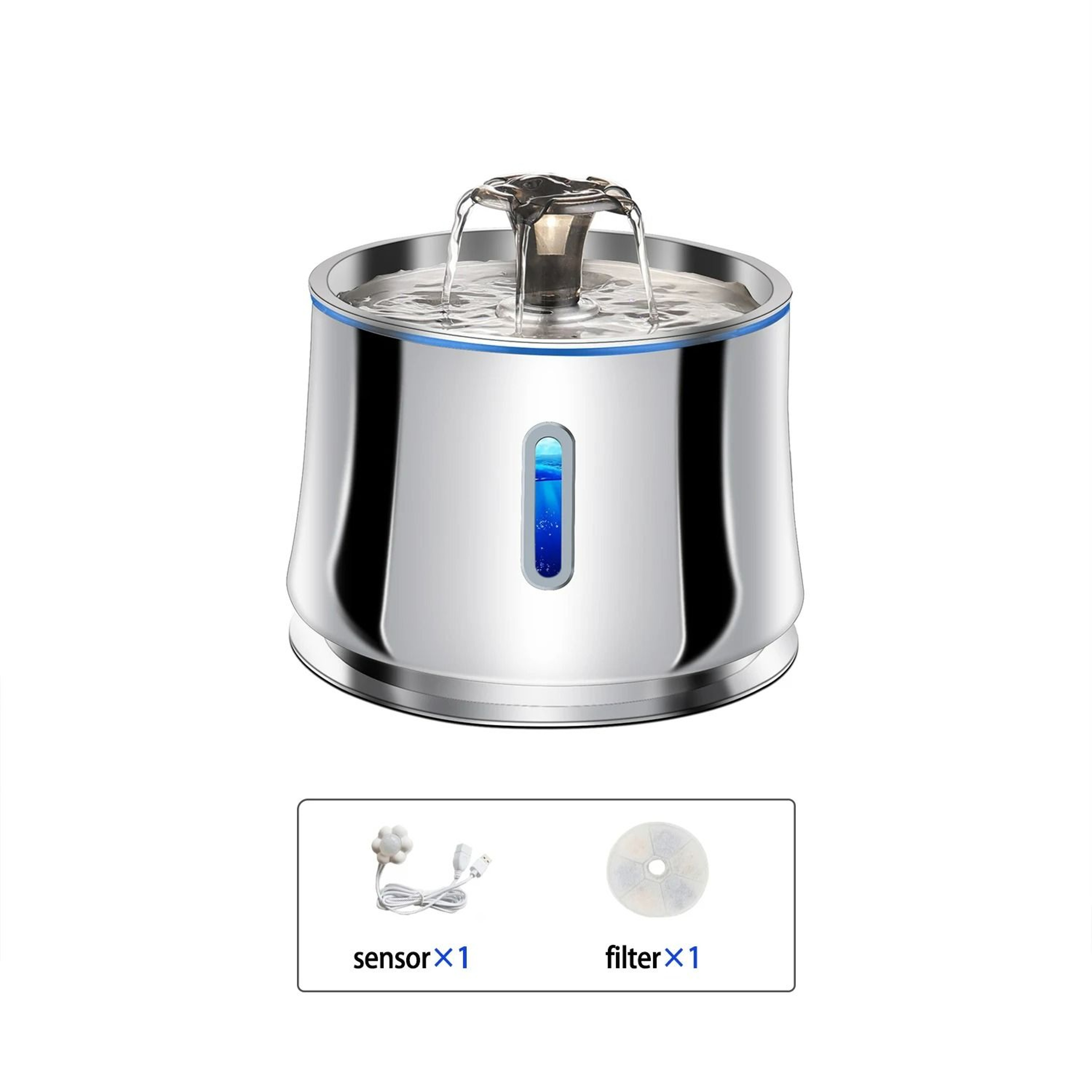 Smart Stainless Steel Pet Fountain With Transparent Viewing Window 9