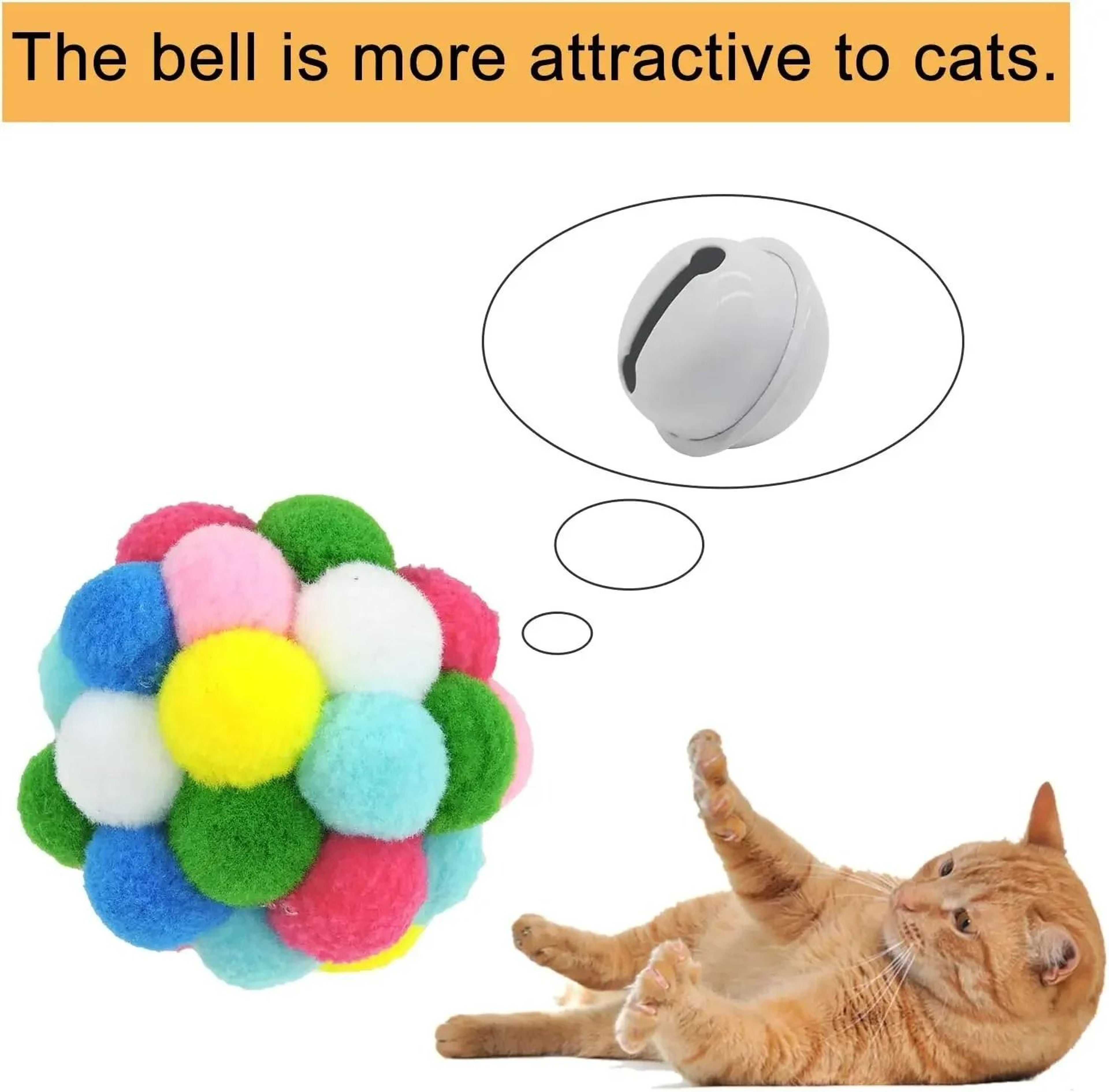 60 Piece Interactive Cat Toy Ball Mega Set With Bell Poms And Tinsel Sparkles 0