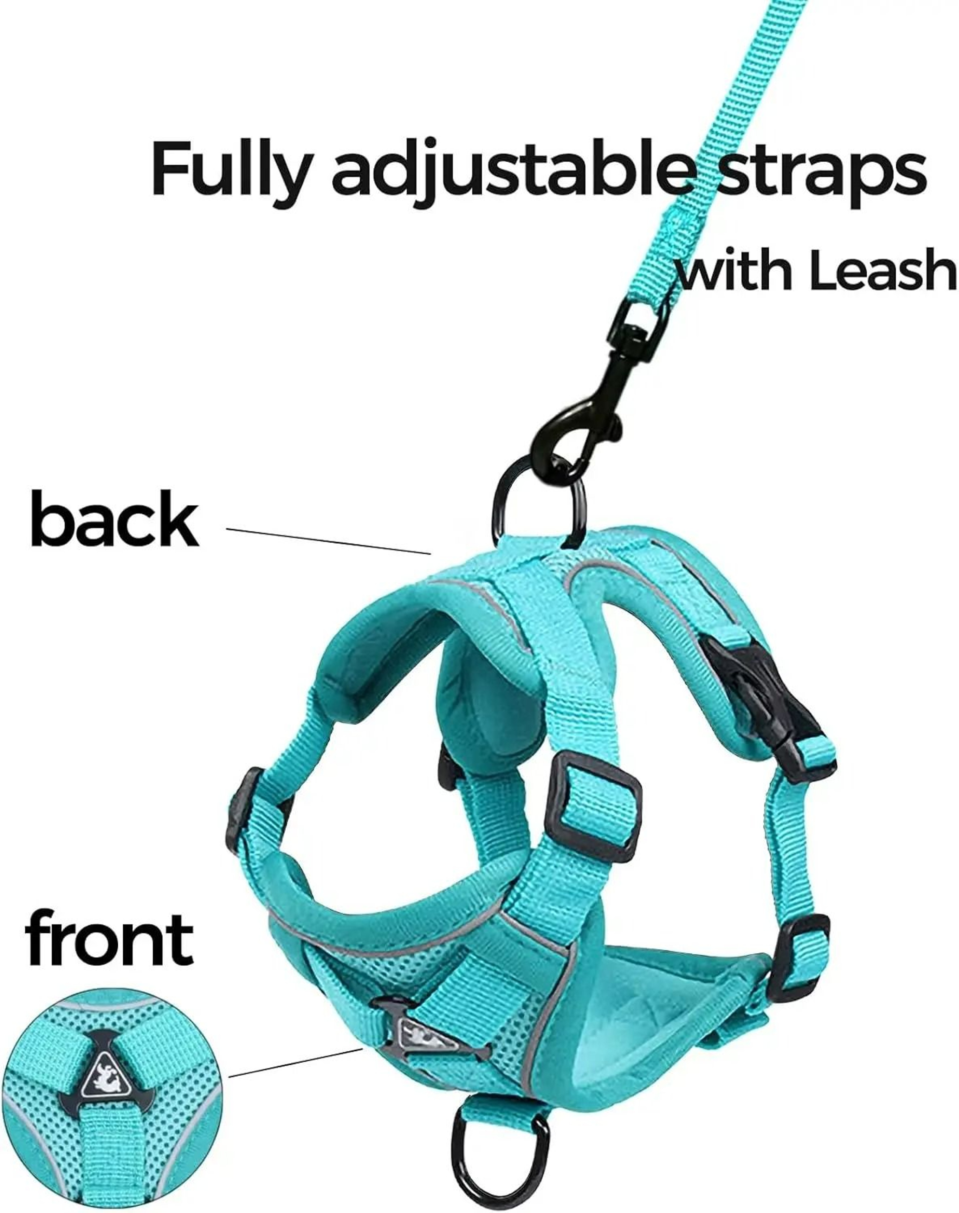 Adjustable Mesh Cat Vest Harness And Leash Set With Reflective Trim 6