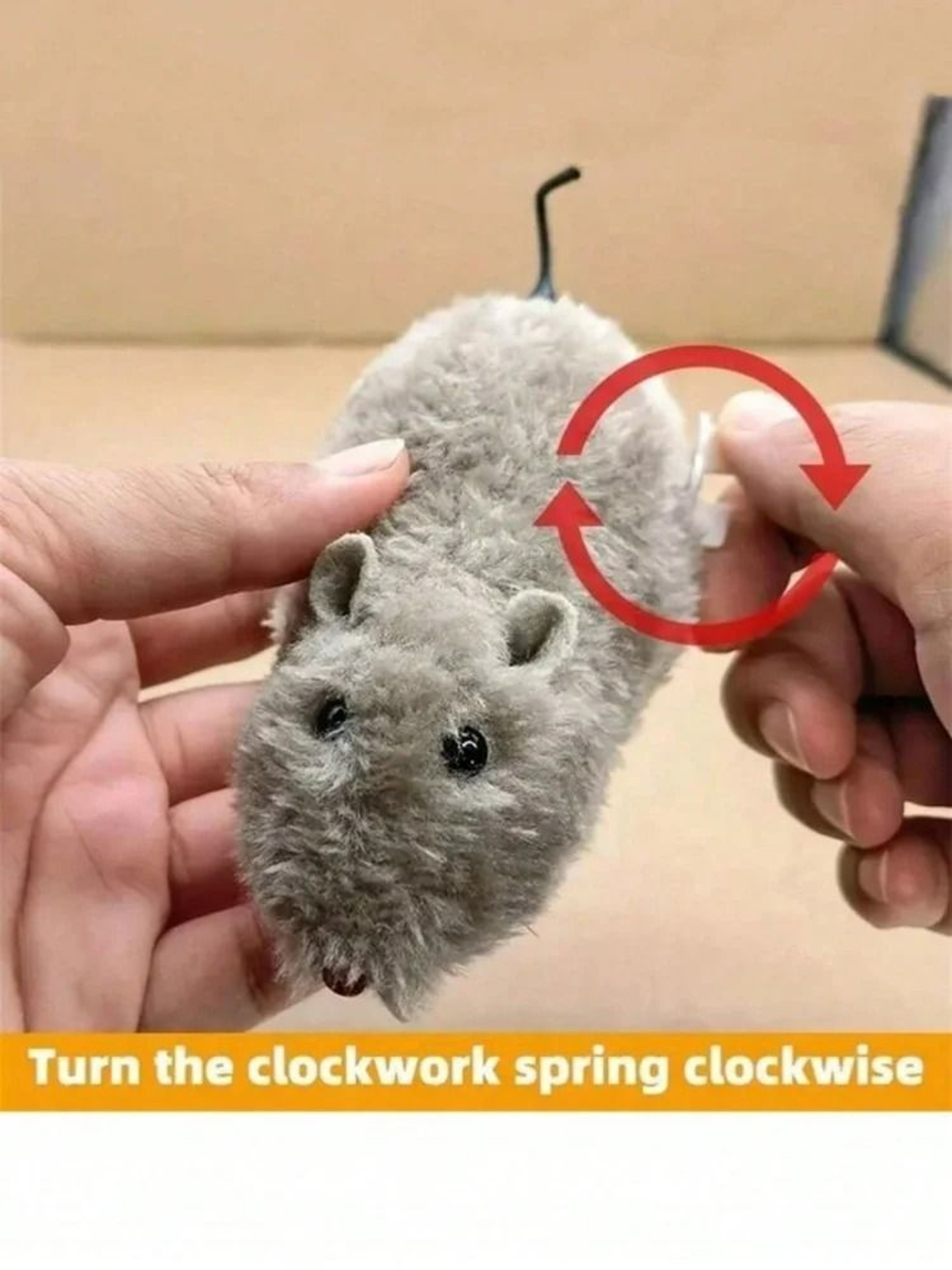 4Pack Mechanical WindUp Plush Mouse Toys 3