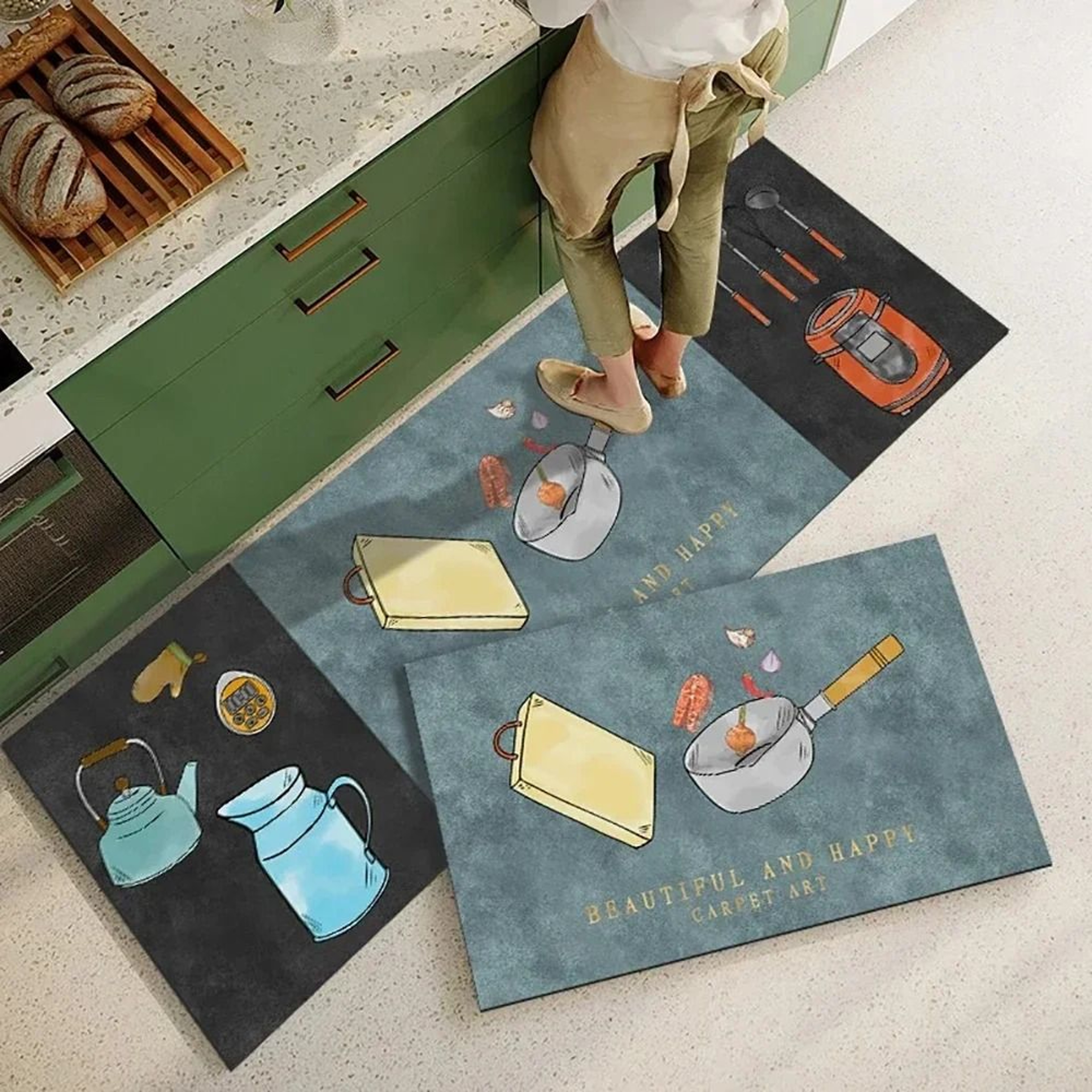 Premium Crystal Velvet NonSlip Kitchen And Home Accent Rug 3