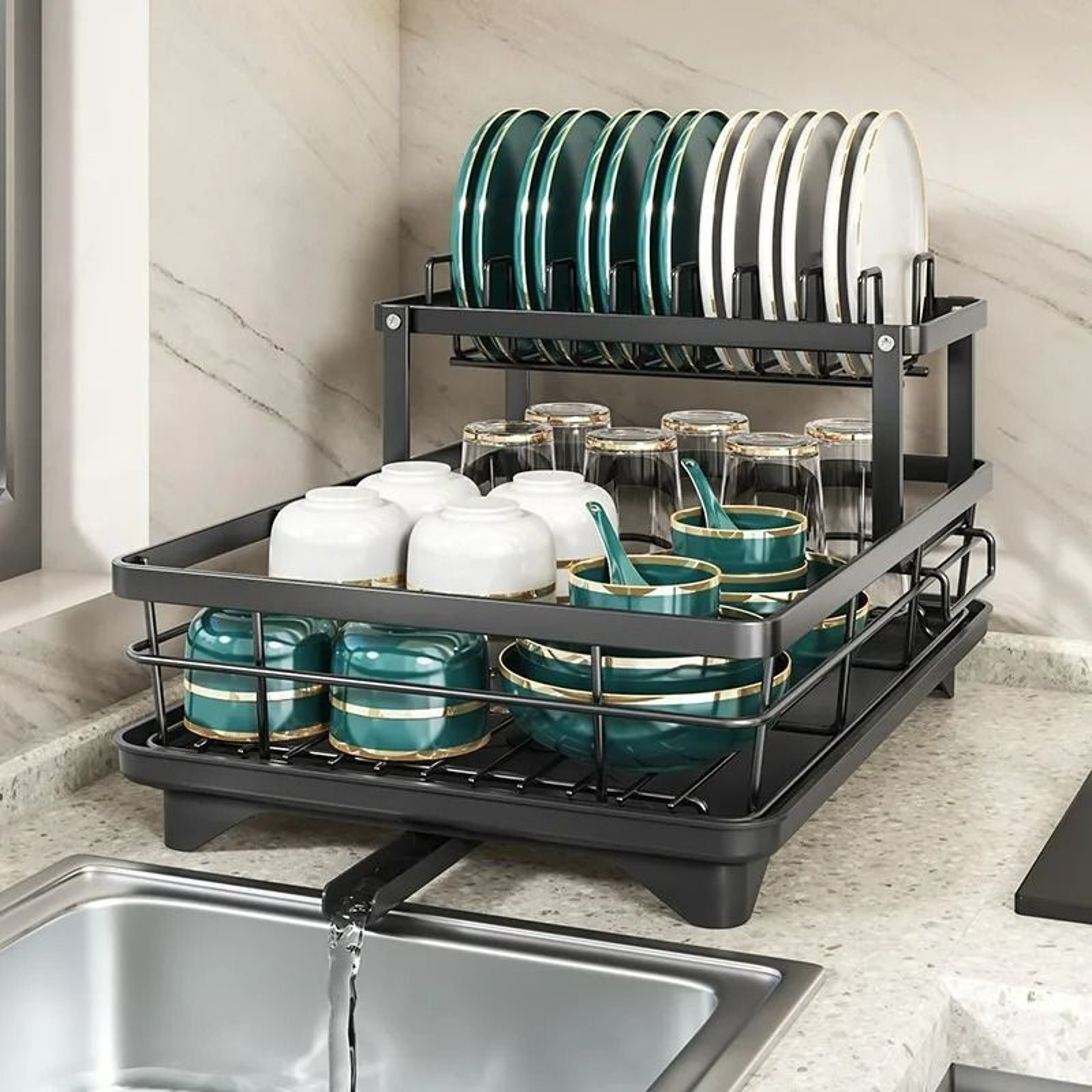 Adjustable Stainless Steel Dish Drying Rack And Kitchen Organizer 1