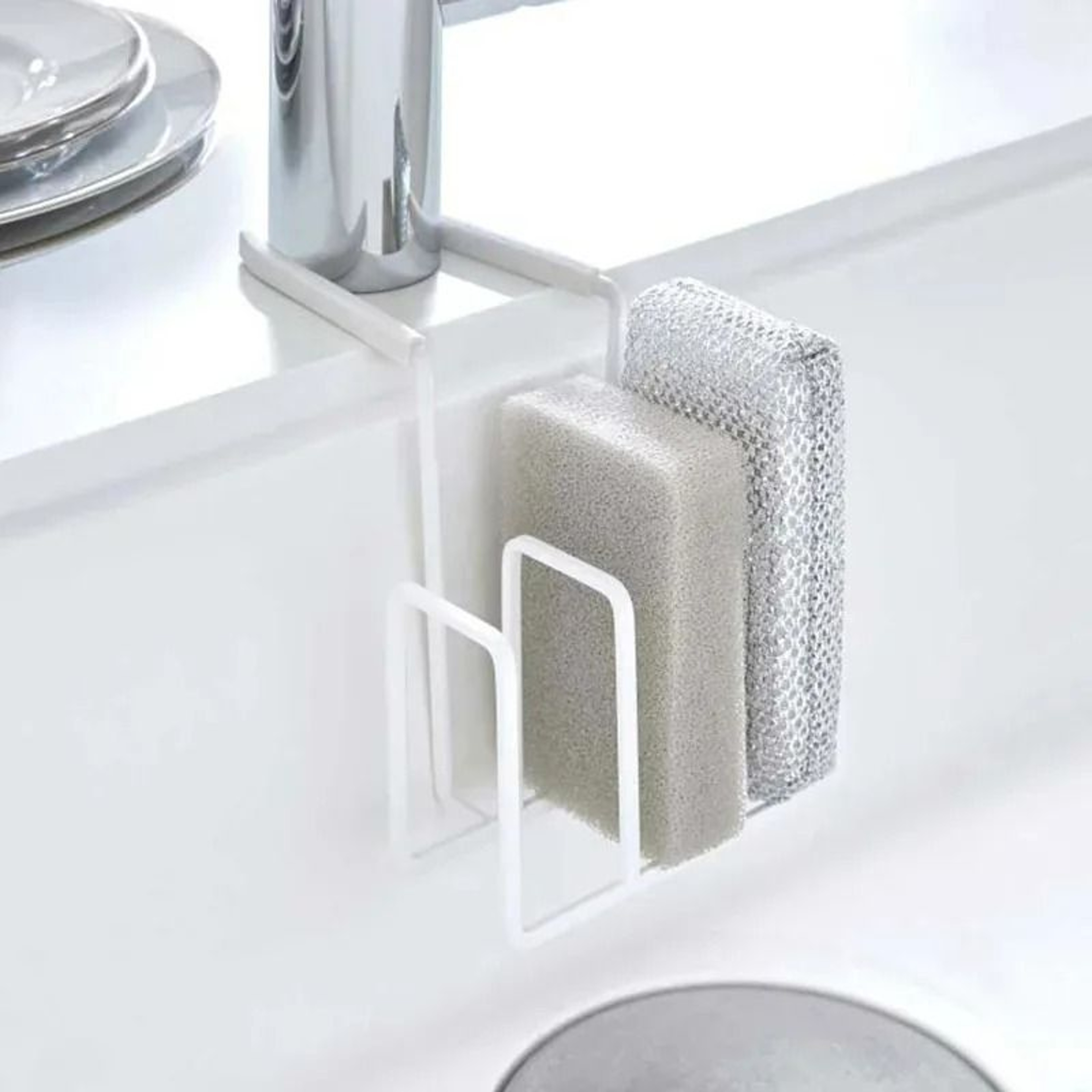 Household Kitchen Faucet Drain Rack And Steel Wire Sponge Storage Basket 4