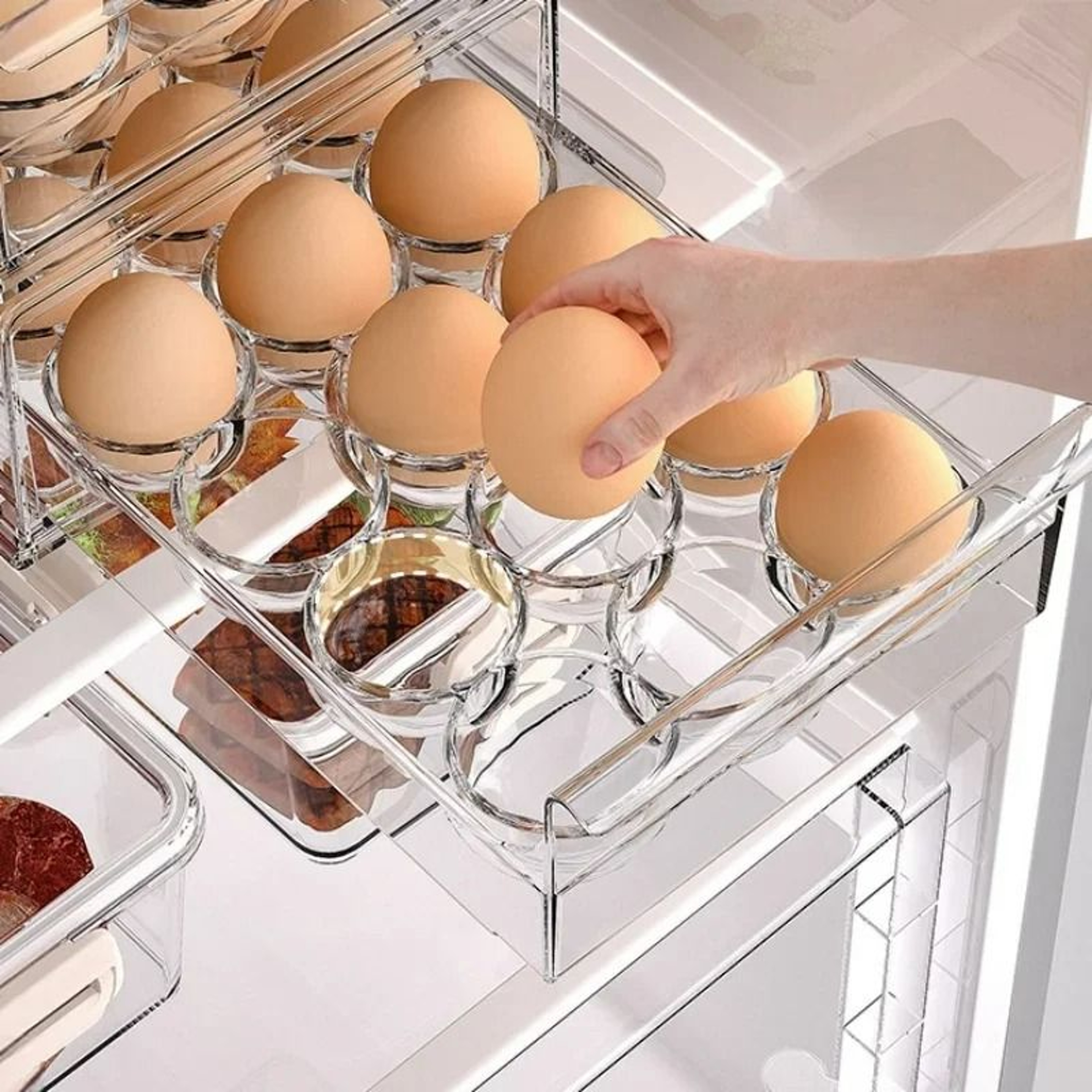 DrawerType Stackable Egg Box And FreshKeeping Fridge Organizer 4