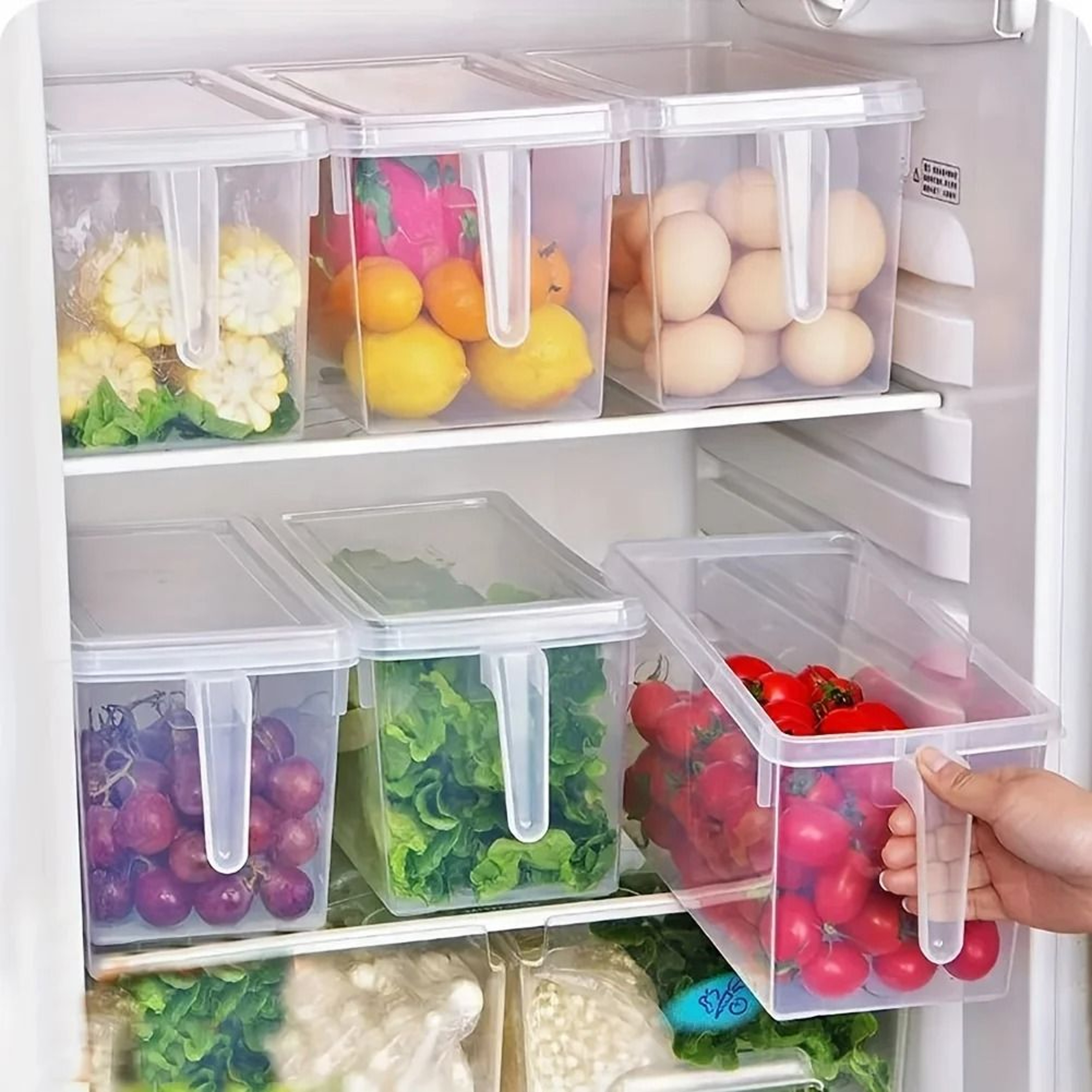 Clear Fridge Storage Container With BuiltIn Handle And Airtight Preservation Lid 2