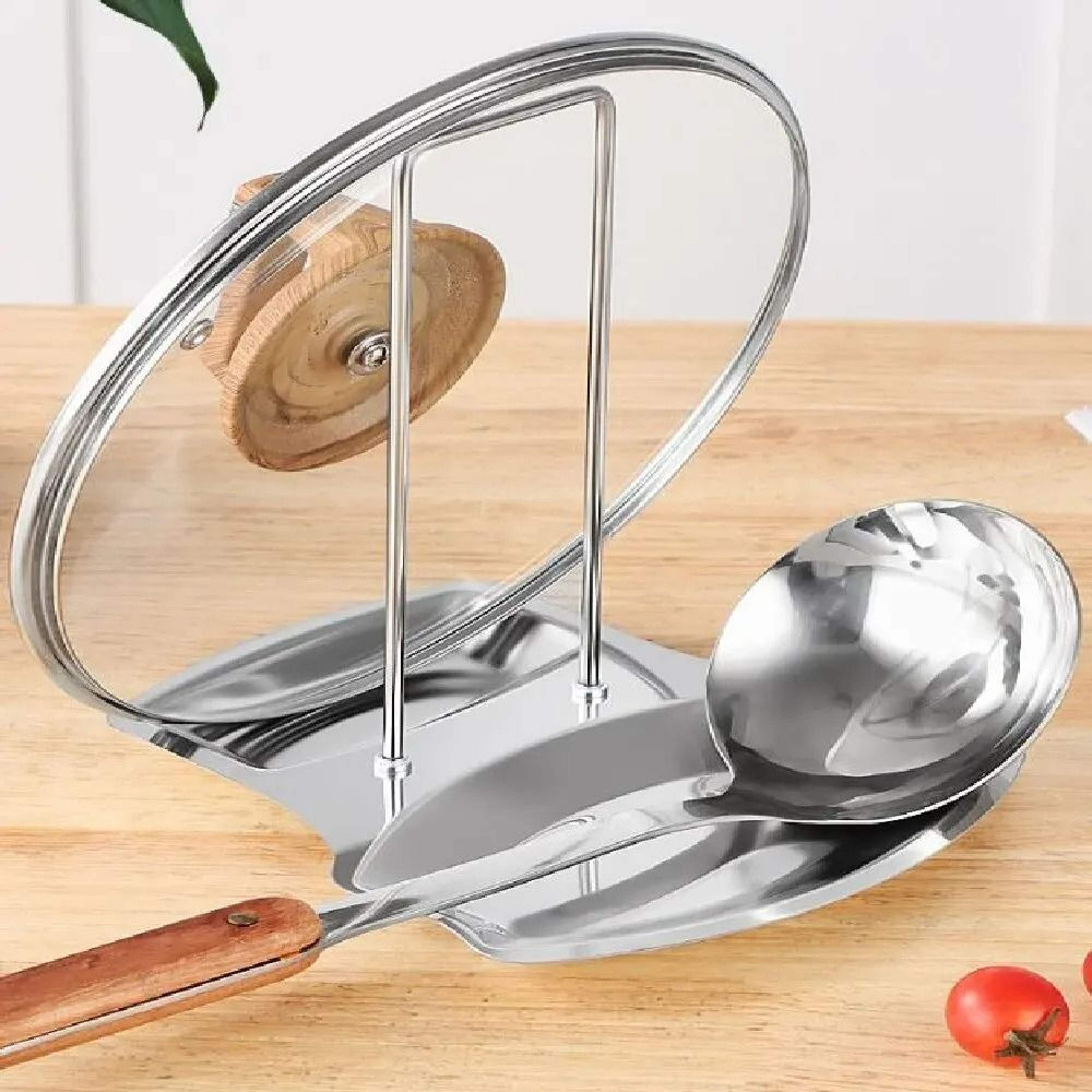 Stainless Steel Pot Lid Holder  MultiFunctional Kitchen Storage Rack For Utensils And Dishes 2