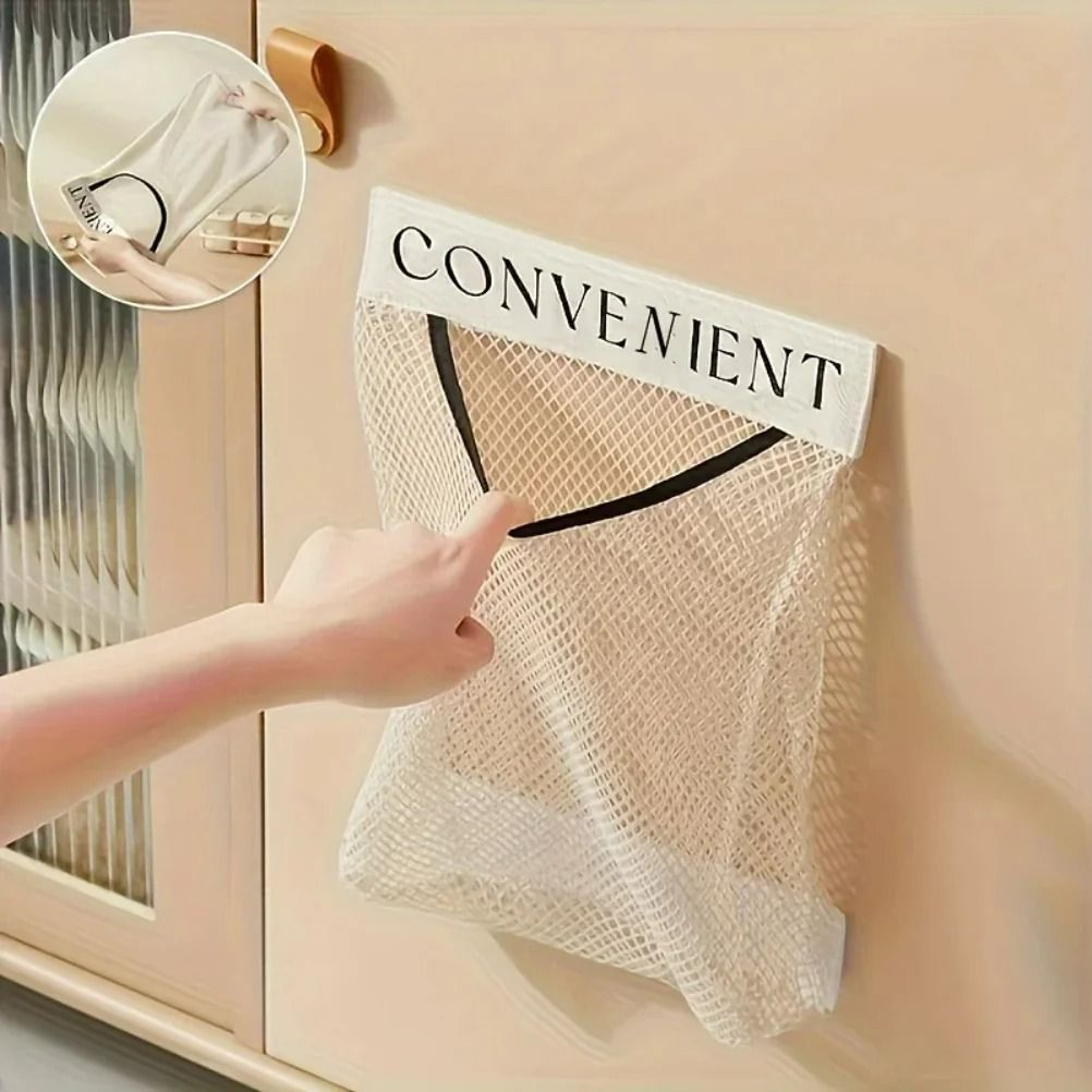 LargeCapacity Mesh Garbage Bag Holder  WallMounted Fruit  Vegetable Storage Net Organizer 3