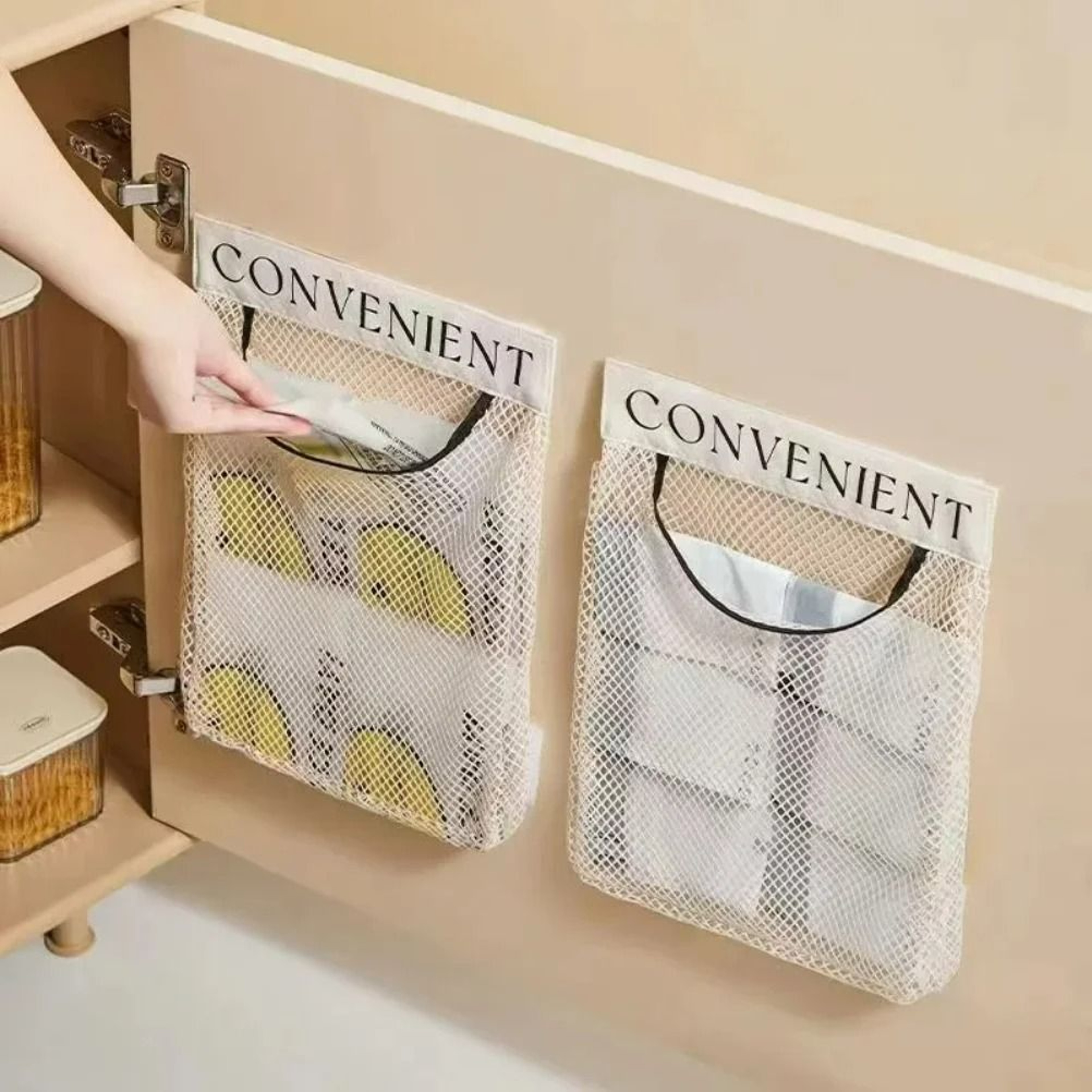 LargeCapacity Mesh Garbage Bag Holder  WallMounted Fruit  Vegetable Storage Net Organizer 4