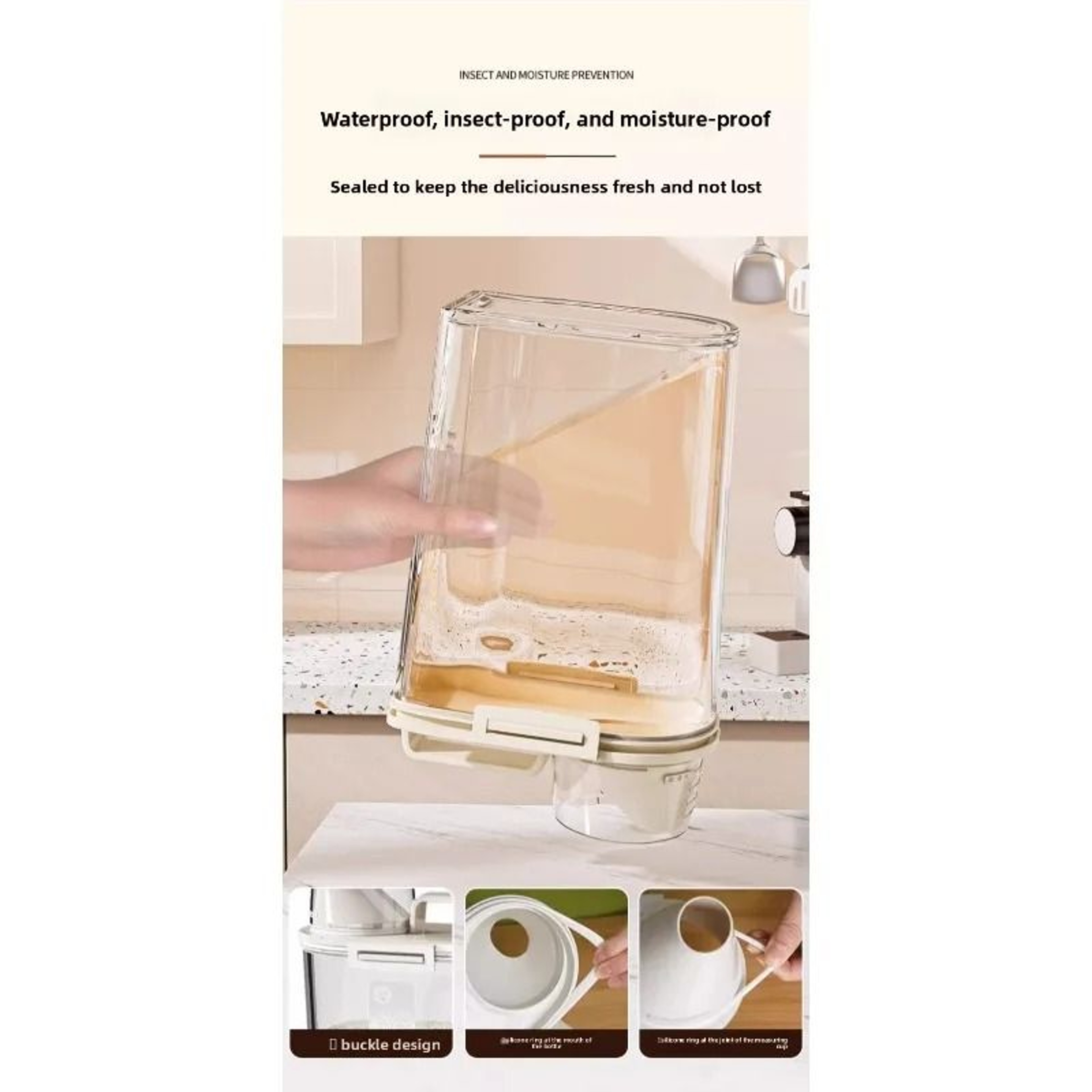 25L Portable Food Storage Box  Sealed Airtight Container For Grains Flour  Rice 3
