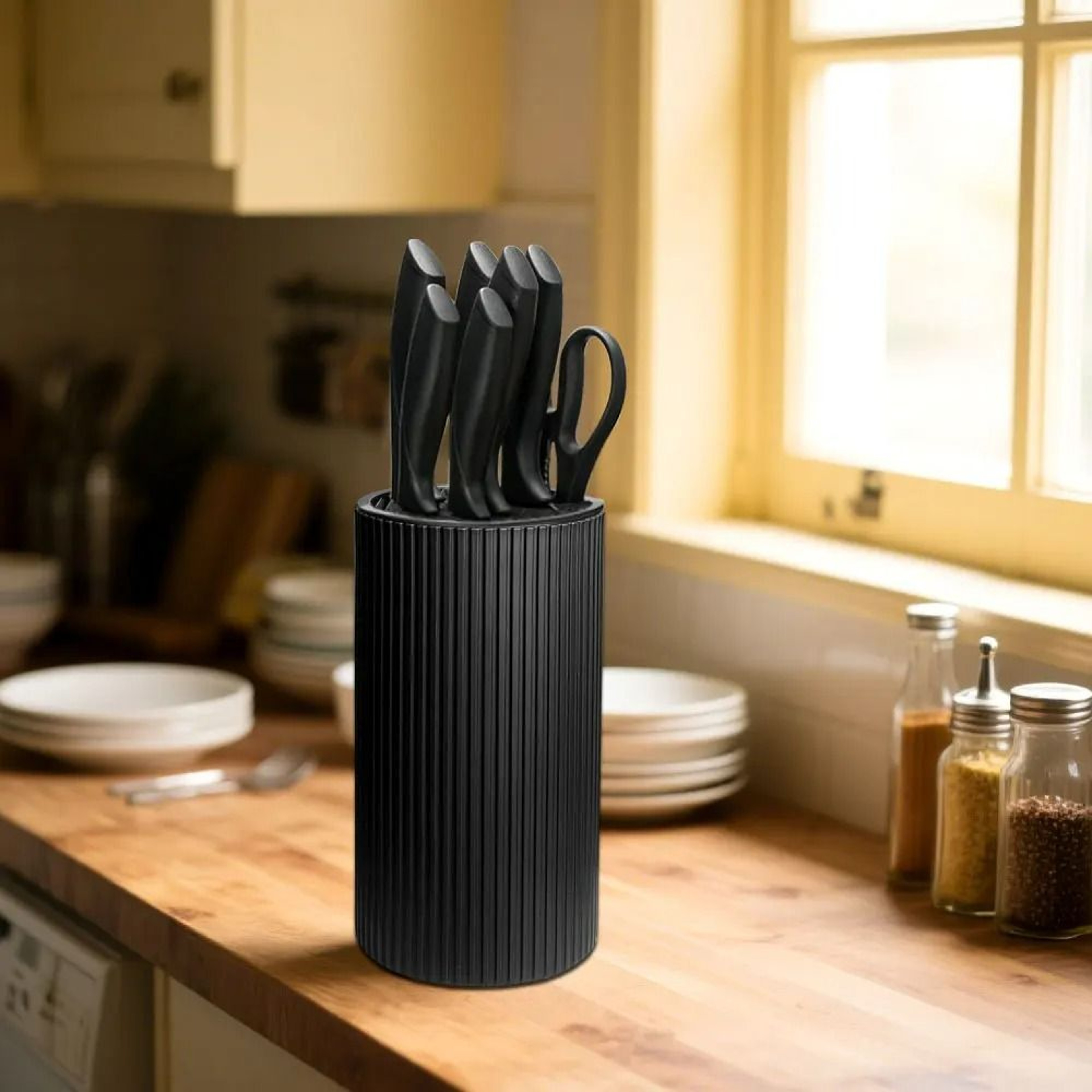 88Inch Universal Kitchen Knife Stand  NonSlot Inserted Cutting Tool Storage Bucket For Chef Steel   1