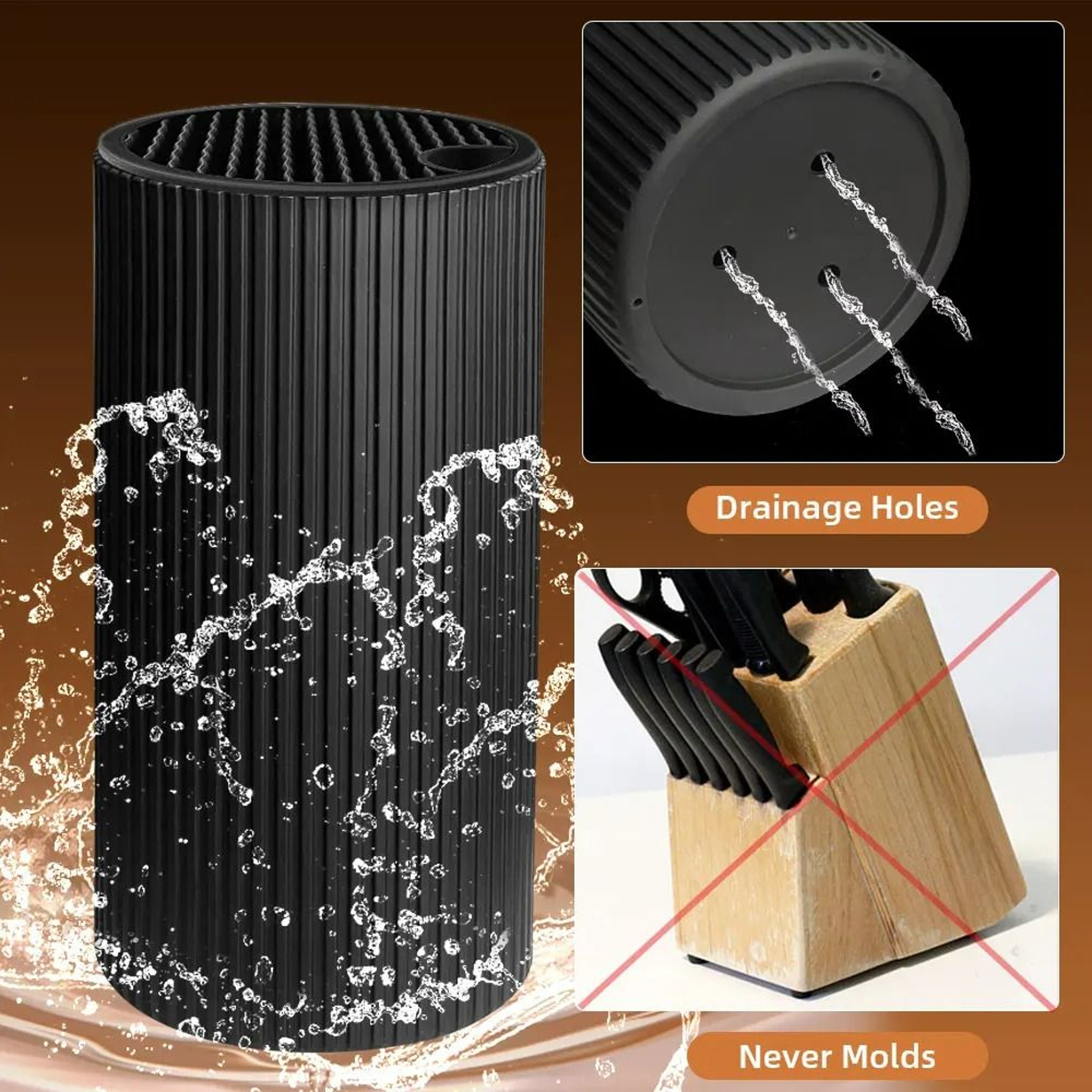 88Inch Universal Kitchen Knife Stand  NonSlot Inserted Cutting Tool Storage Bucket For Chef Steel   4