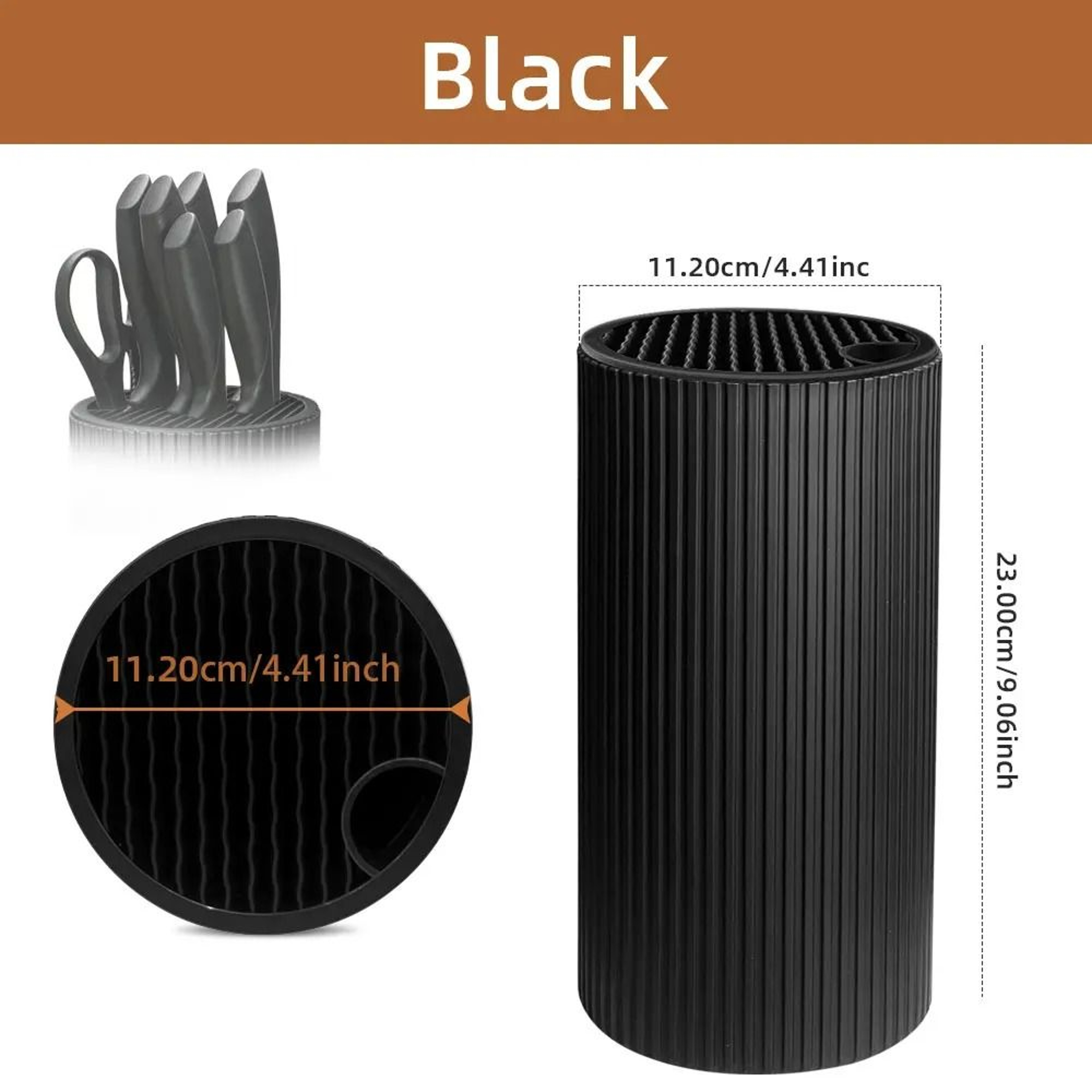 88Inch Universal Kitchen Knife Stand  NonSlot Inserted Cutting Tool Storage Bucket For Chef Steel   7