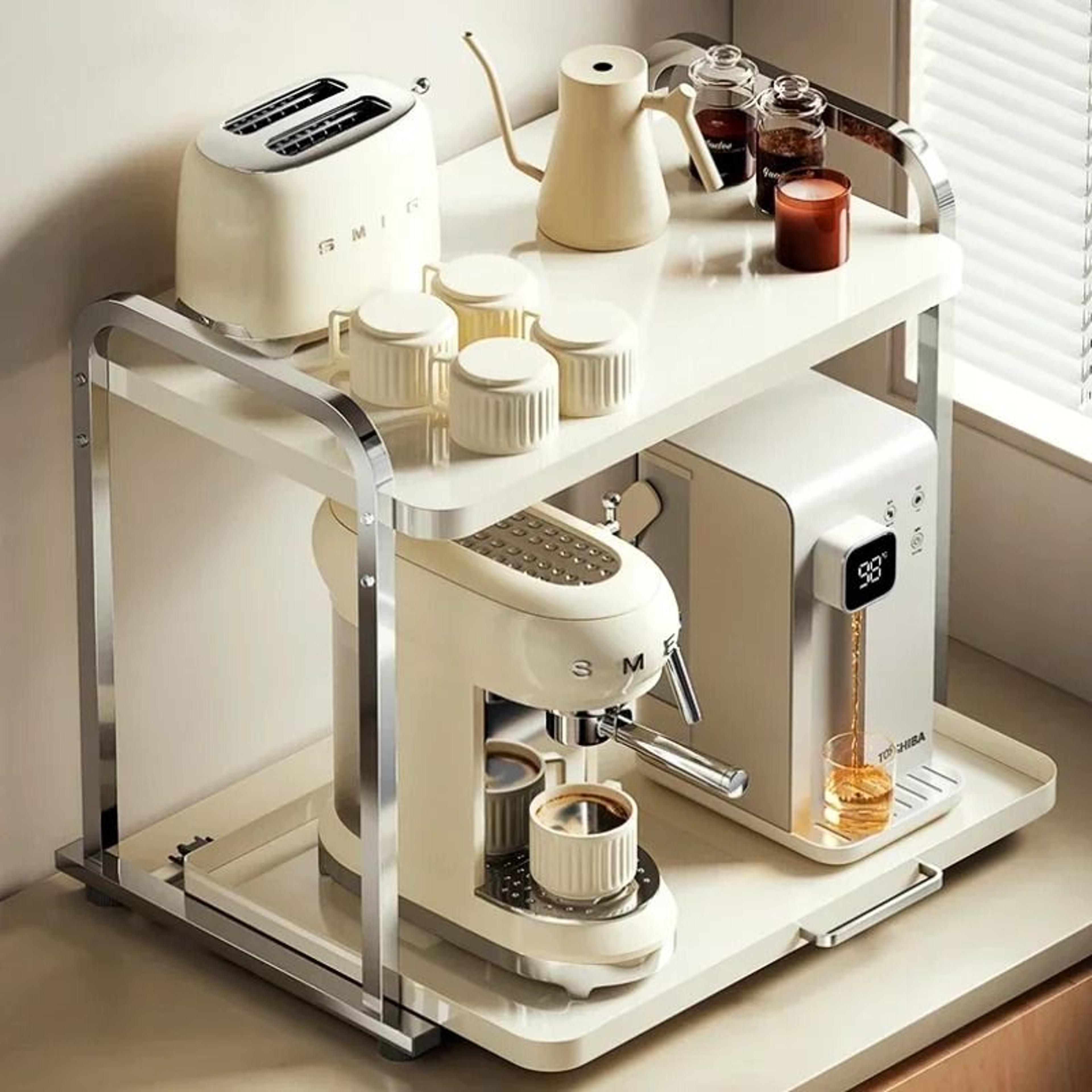 2Tier PullOut Microwave  Kitchen Appliance Storage Rack 1