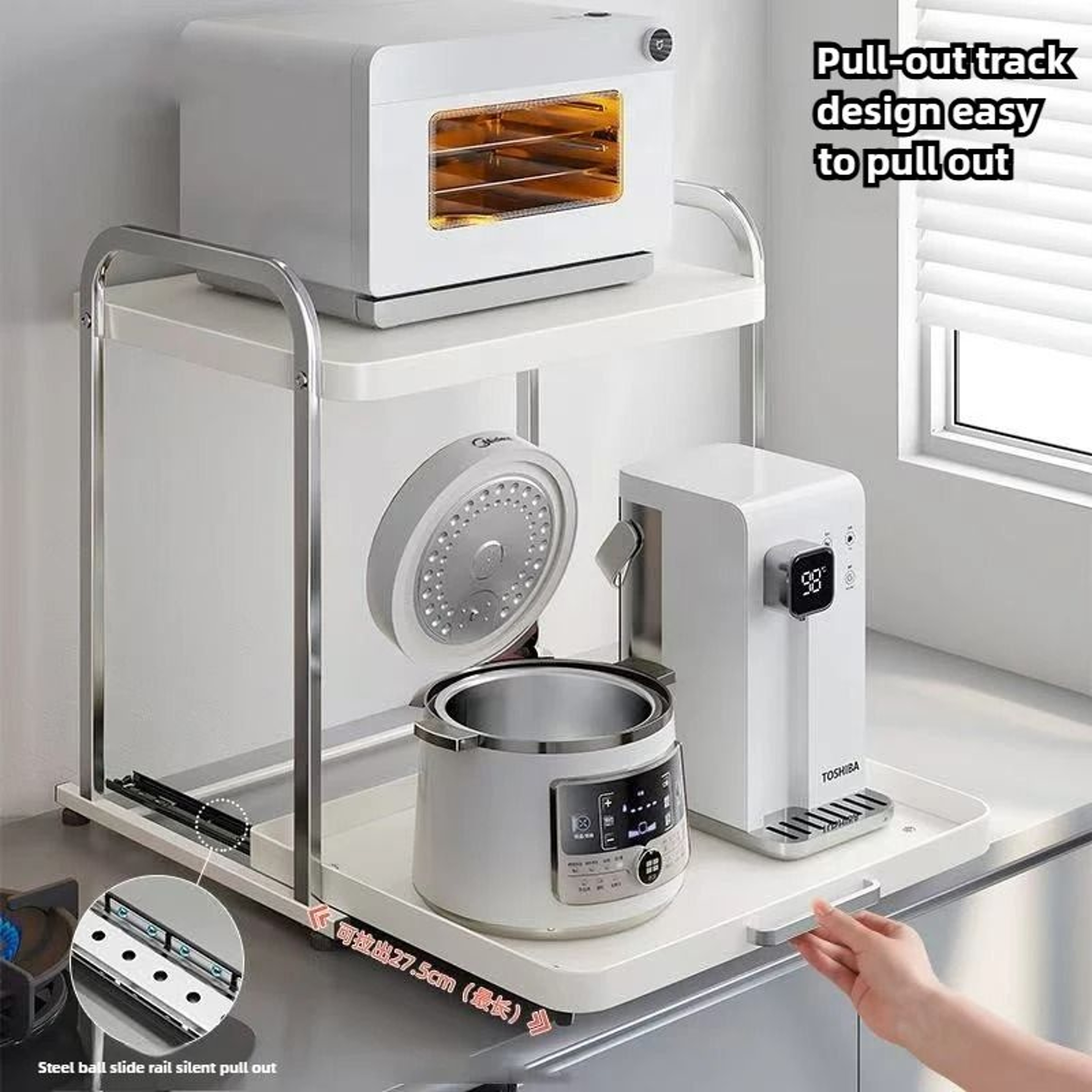 2Tier PullOut Microwave  Kitchen Appliance Storage Rack 2