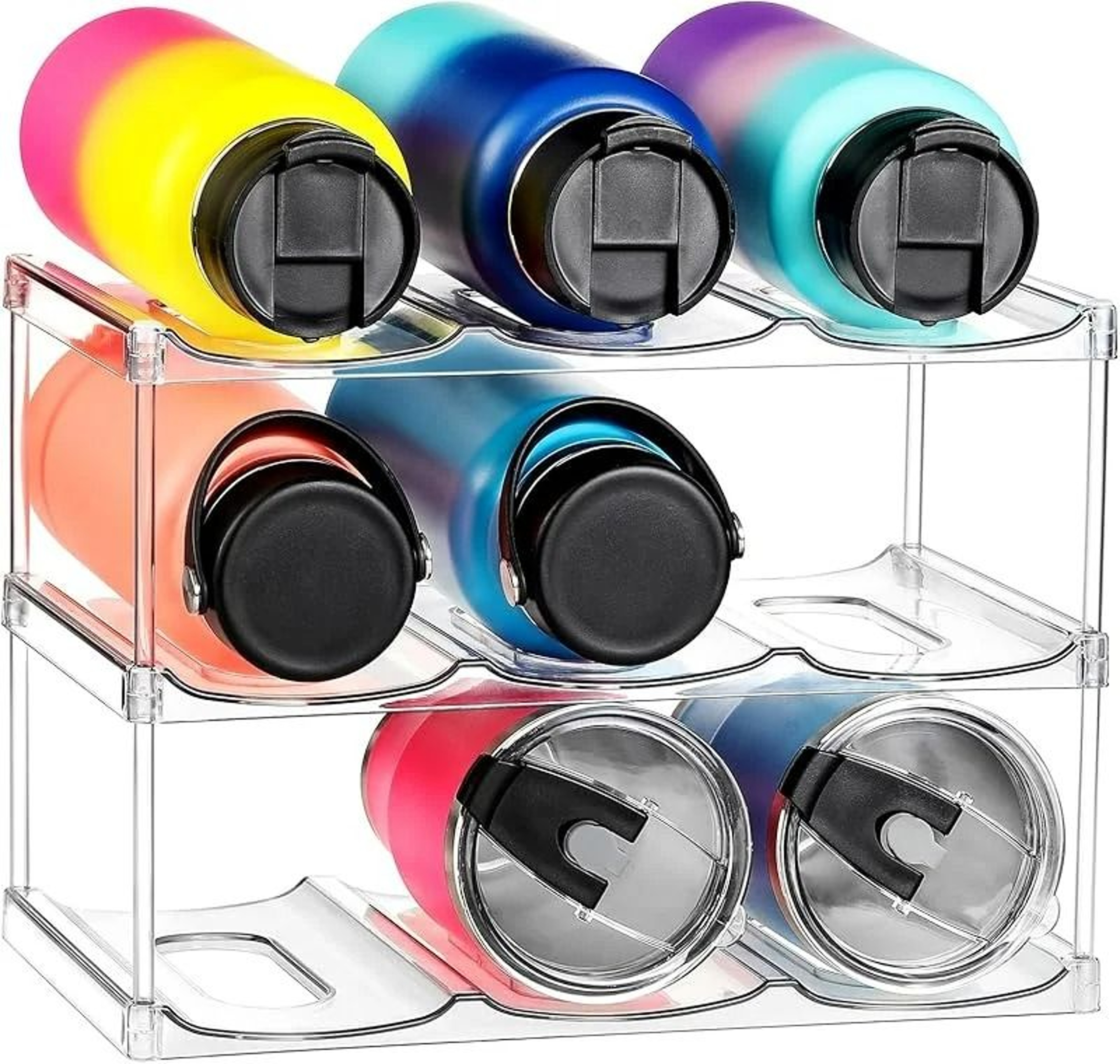 Stackable Clear Tumbler  WideDiameter Water Bottle Rack 8