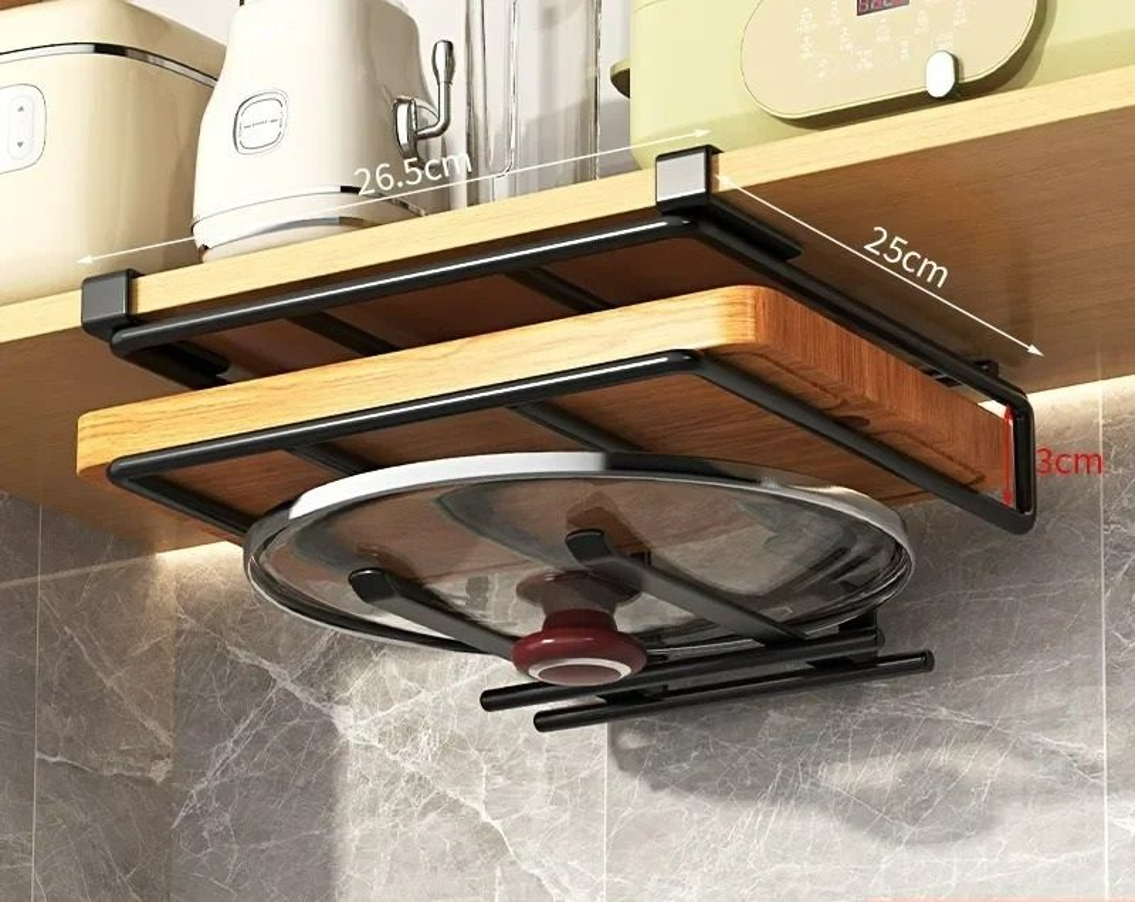 UnderShelf Cutting Board  Utility Mug Hanger Rack 6