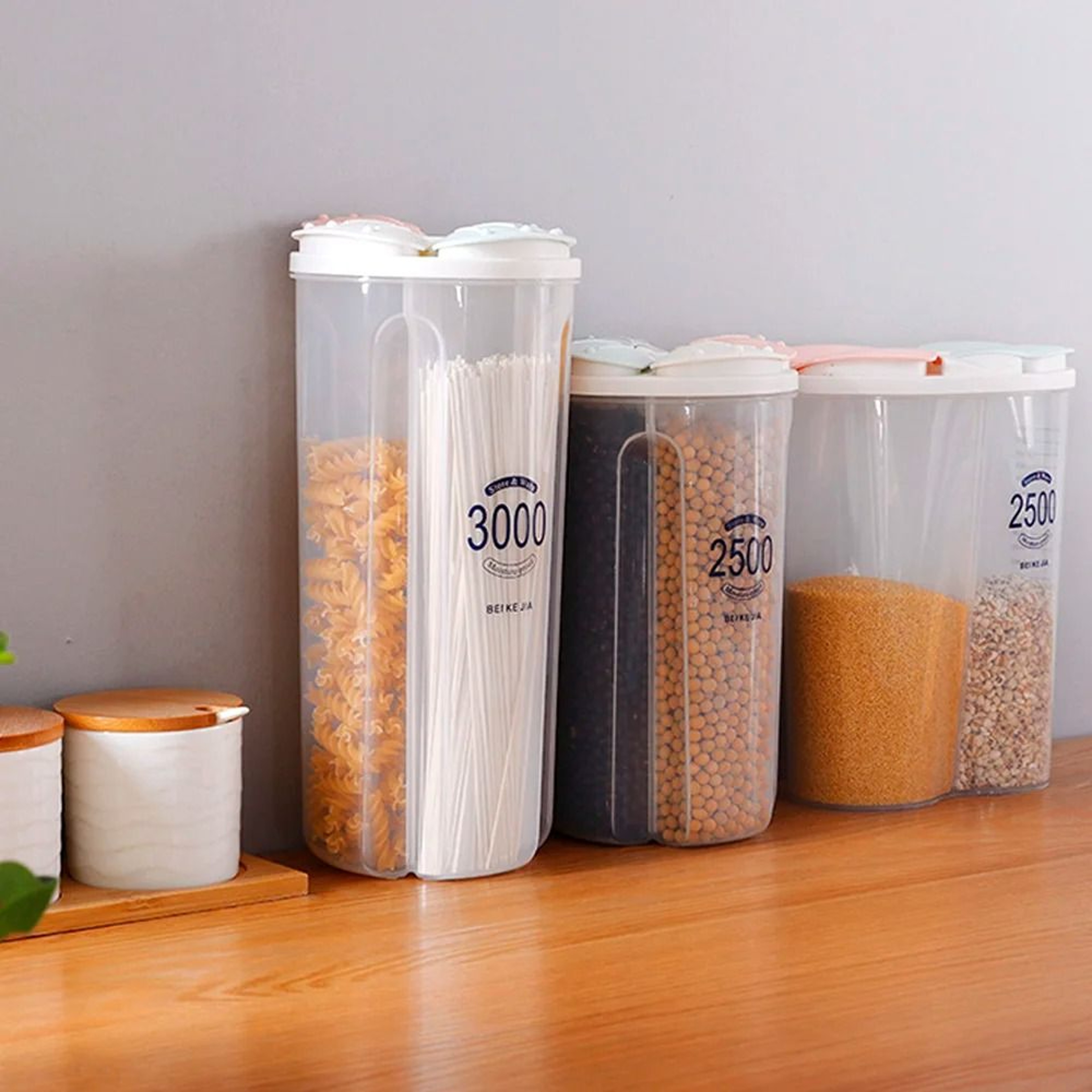 MultiCompartment Sealed Rotating Dry Food Storage Container And Grain Dispenser 0