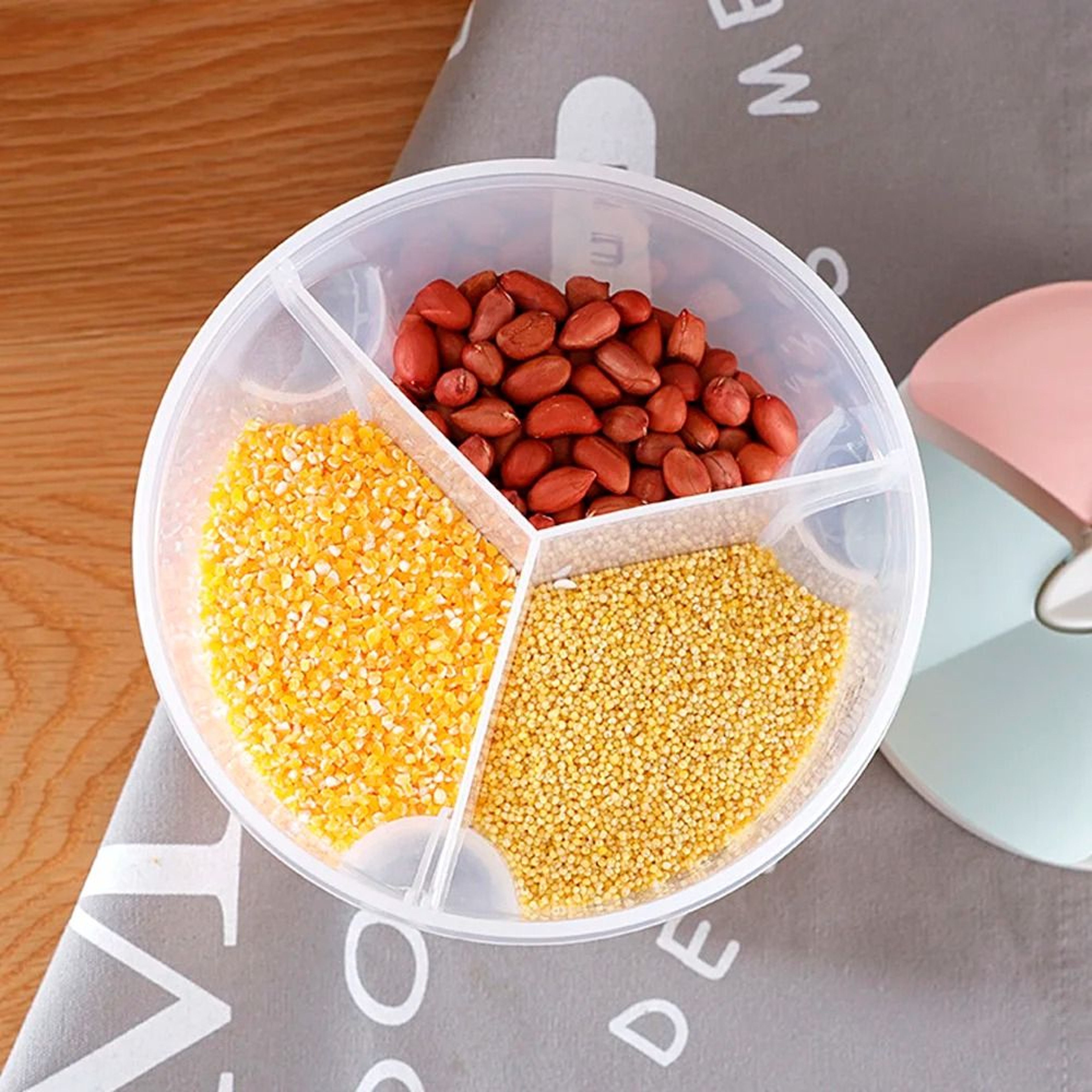 MultiCompartment Sealed Rotating Dry Food Storage Container And Grain Dispenser 5