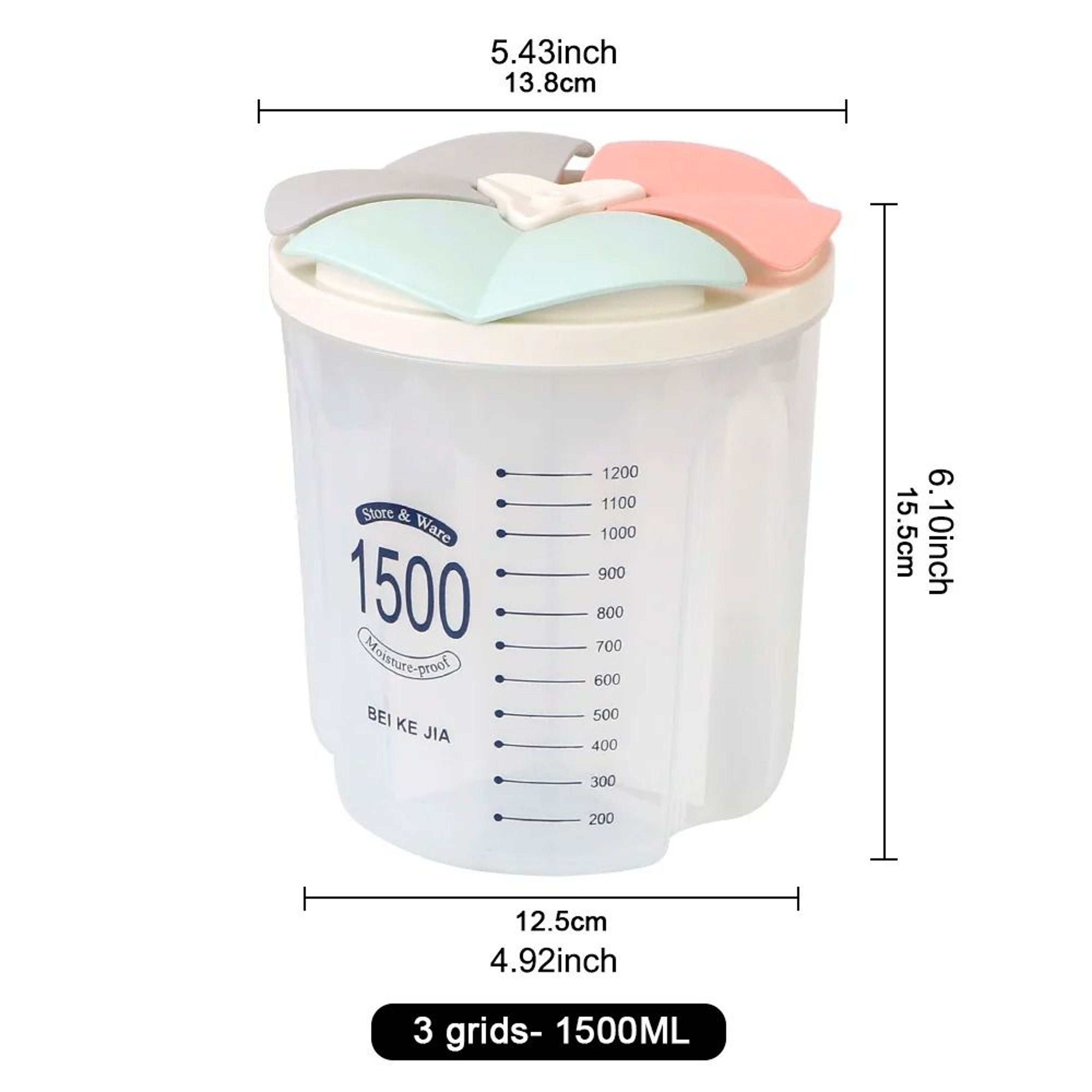 MultiCompartment Sealed Rotating Dry Food Storage Container And Grain Dispenser 6