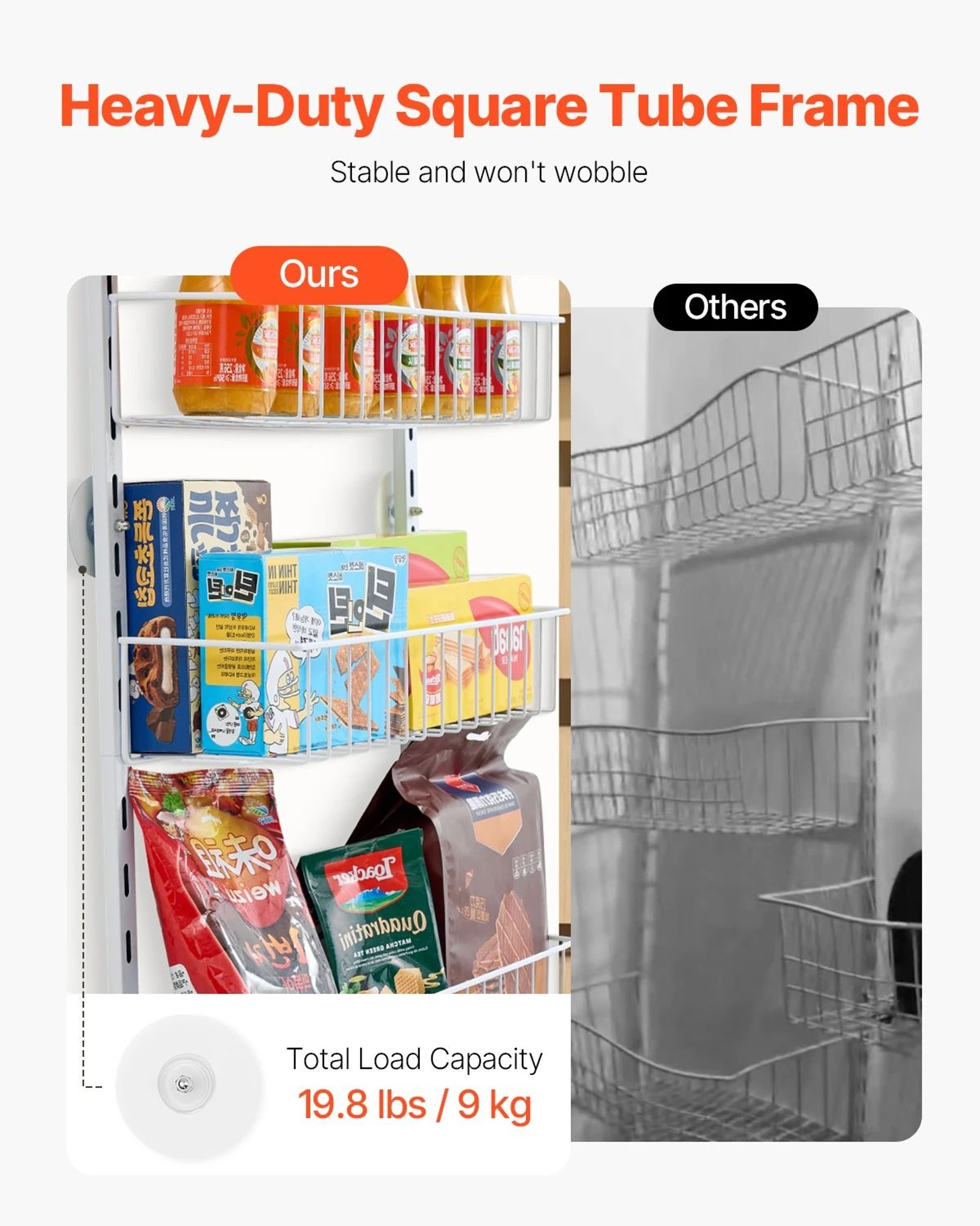 Adjustable Over The Door Pantry Organizer And Heavy Duty Steel Hanging Spice Rack 3