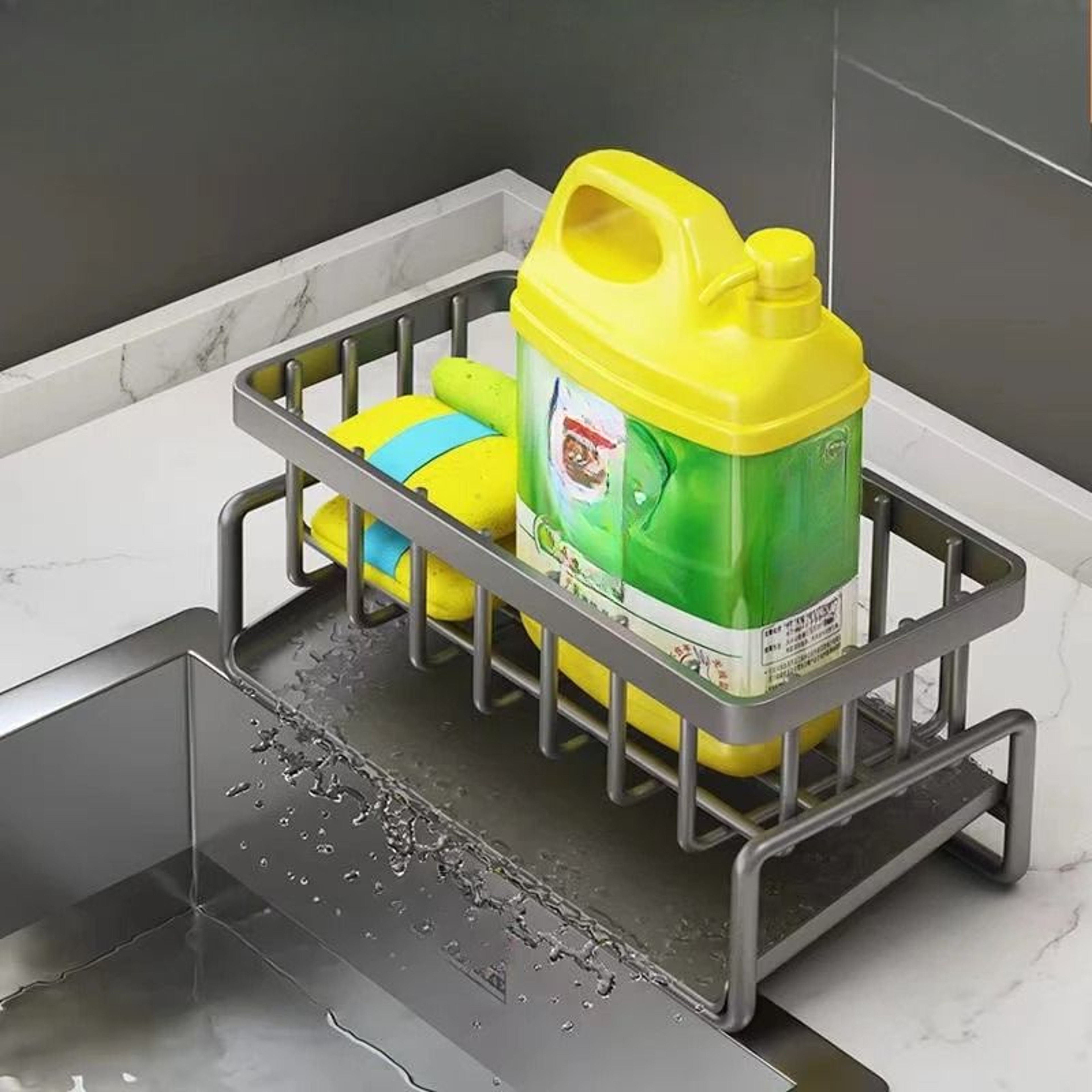 Kitchen Countertop Sponge Drain Rack And Multifunctional Dish Cloth Storage Organizer 4