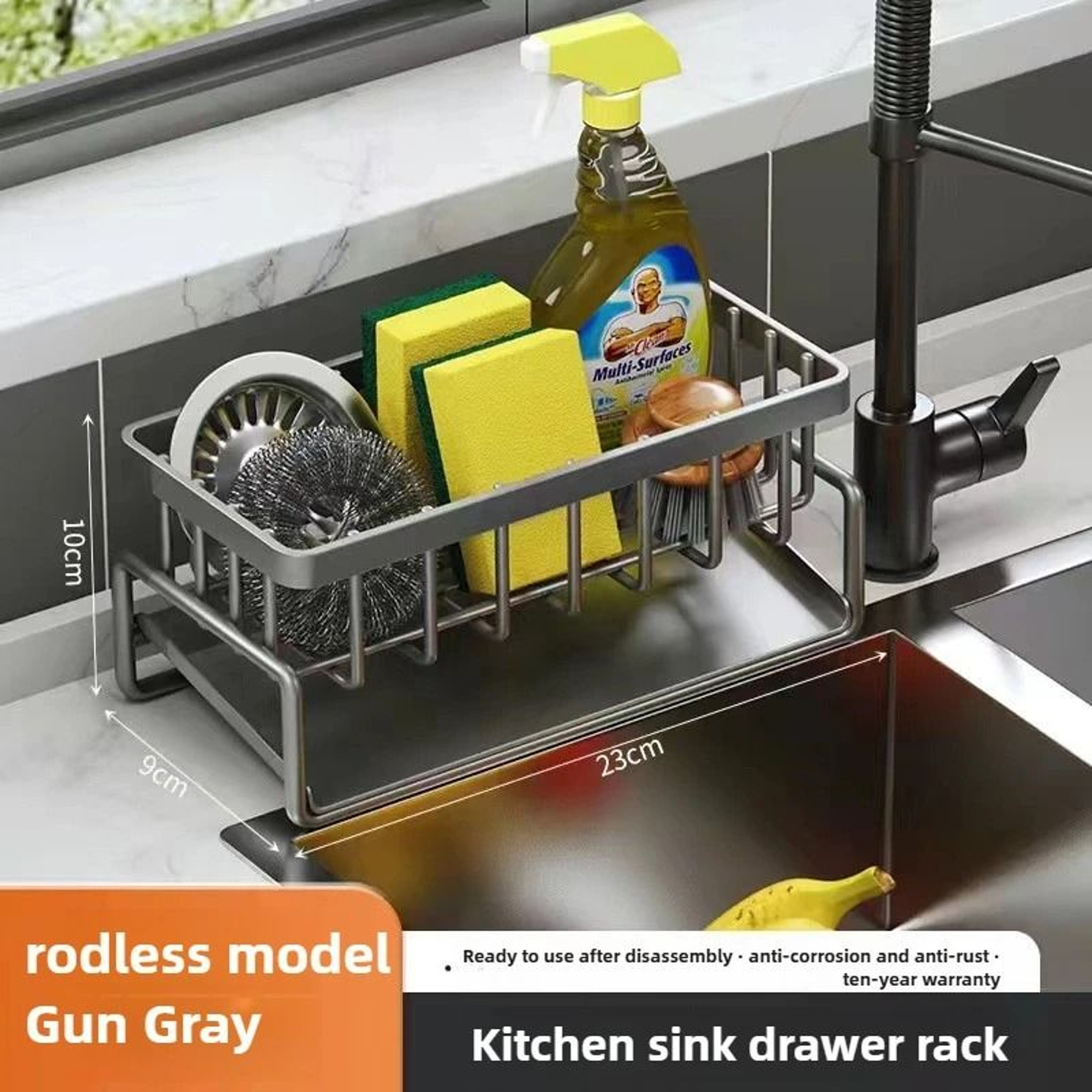 Kitchen Countertop Sponge Drain Rack And Multifunctional Dish Cloth Storage Organizer 7